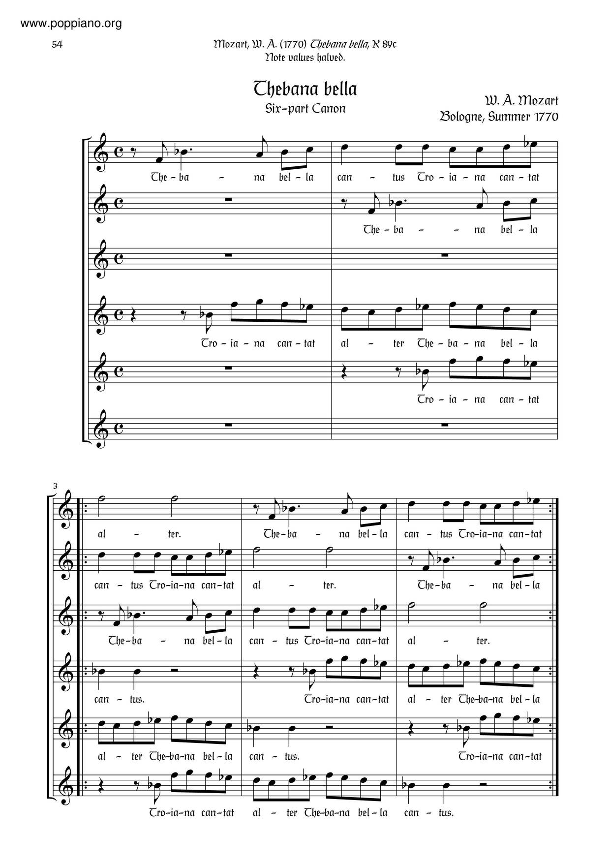 4 Puzzle Canons, K. 73R琴谱