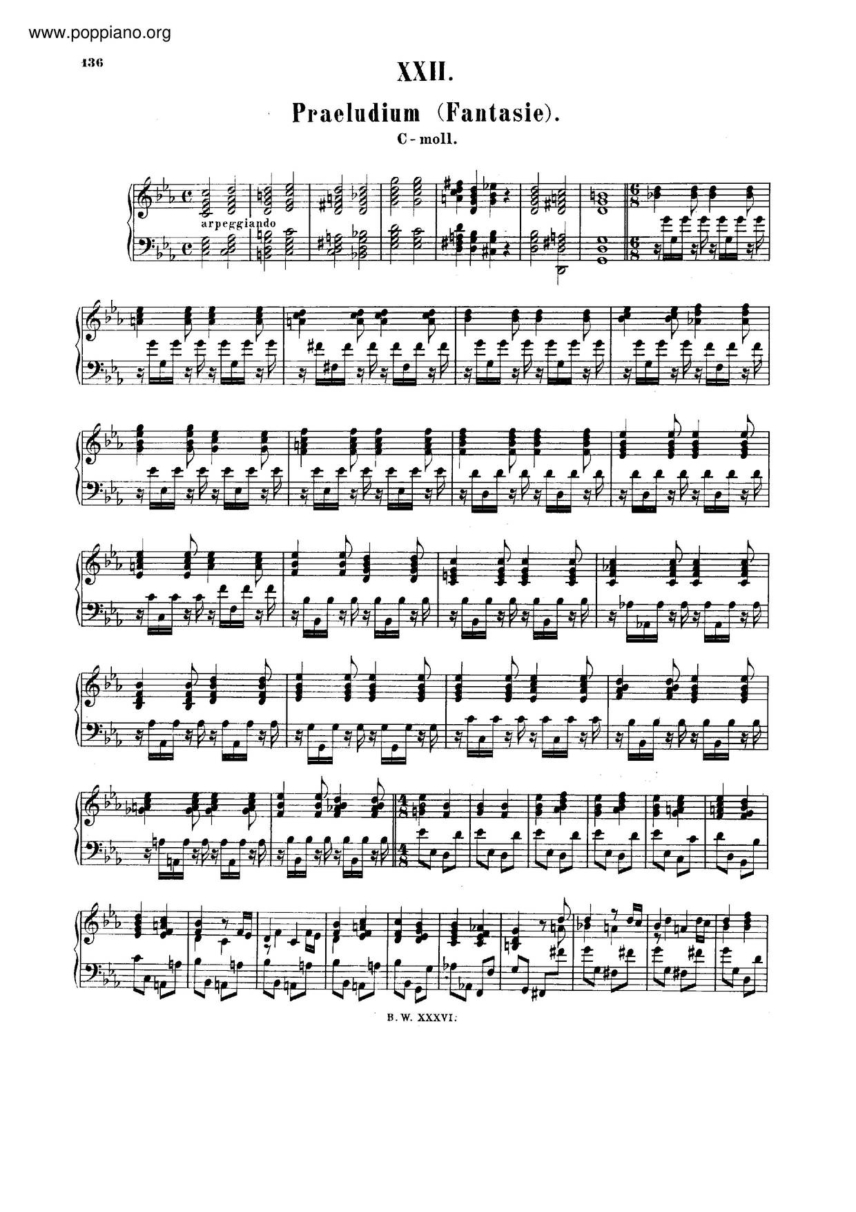 Prelude In C Minor, BWV 921琴谱