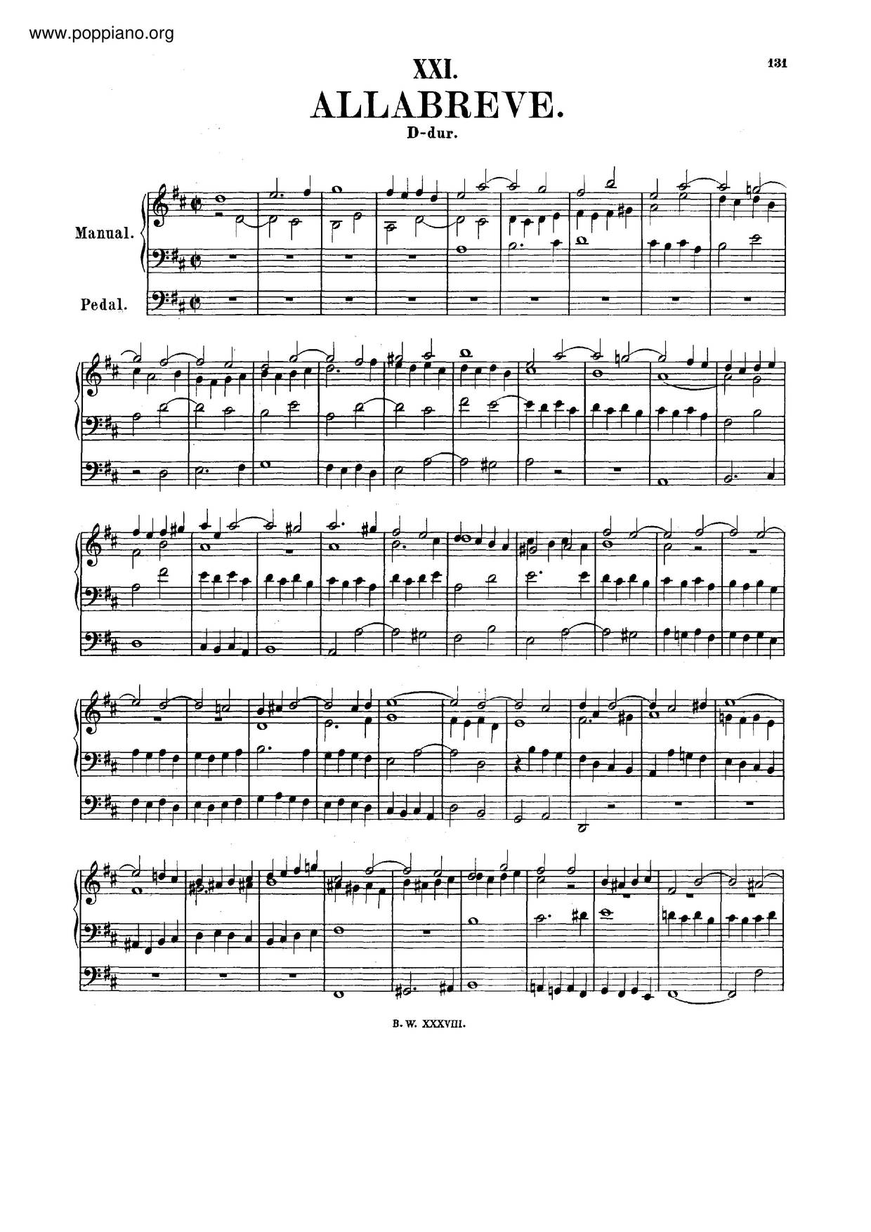 Alla Breve In D Major, BWV 589琴谱