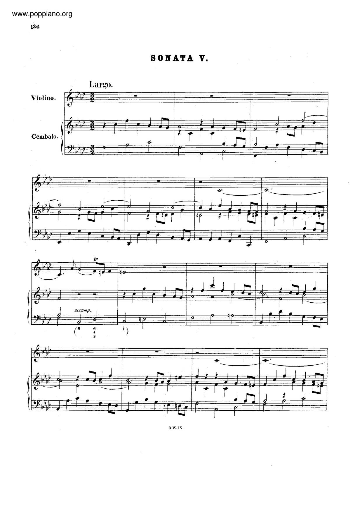 Violin Sonata In F Minor, BWV 1018琴谱