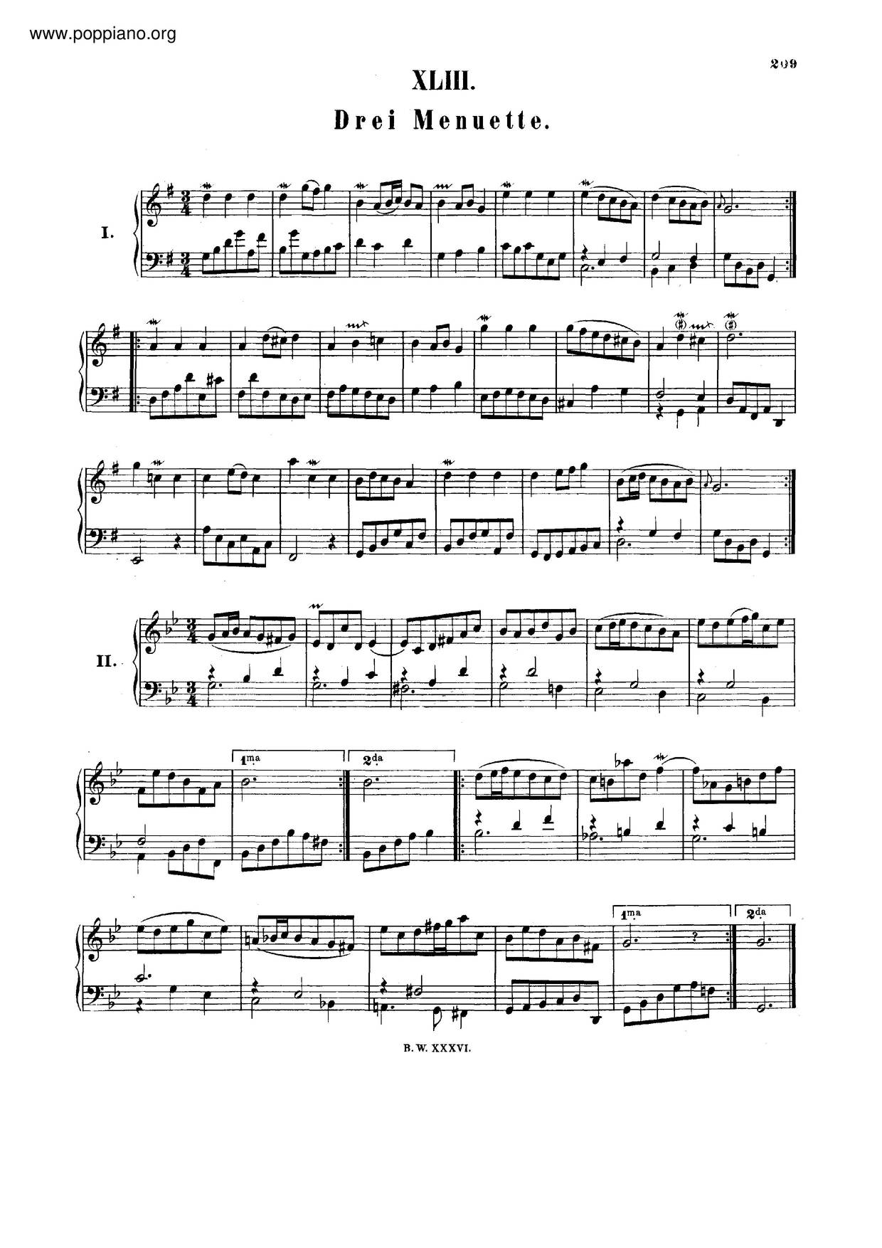 3 Minuets, BWV 841-843琴谱