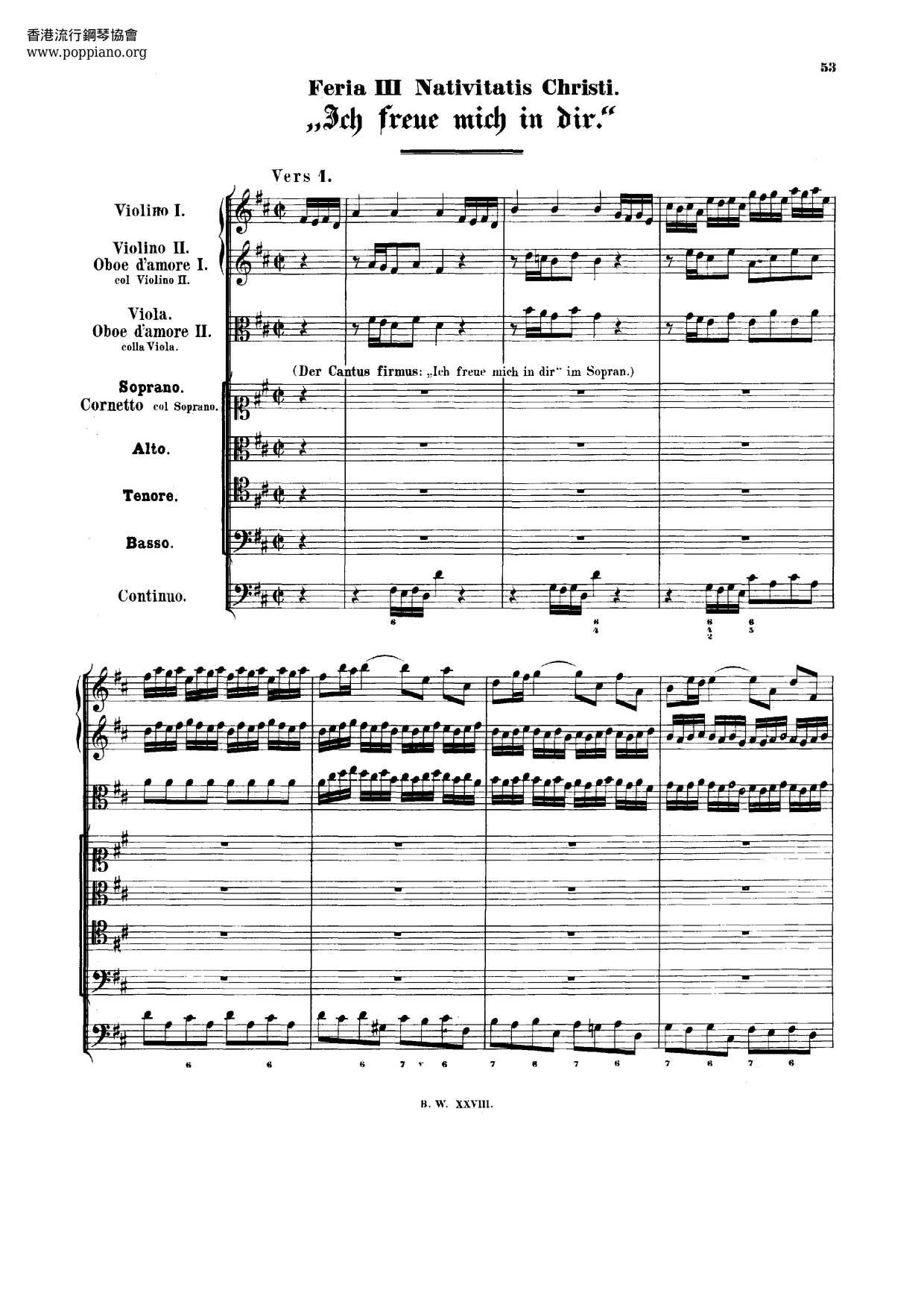 Ich Freue Mich In Dir, BWV 133琴谱