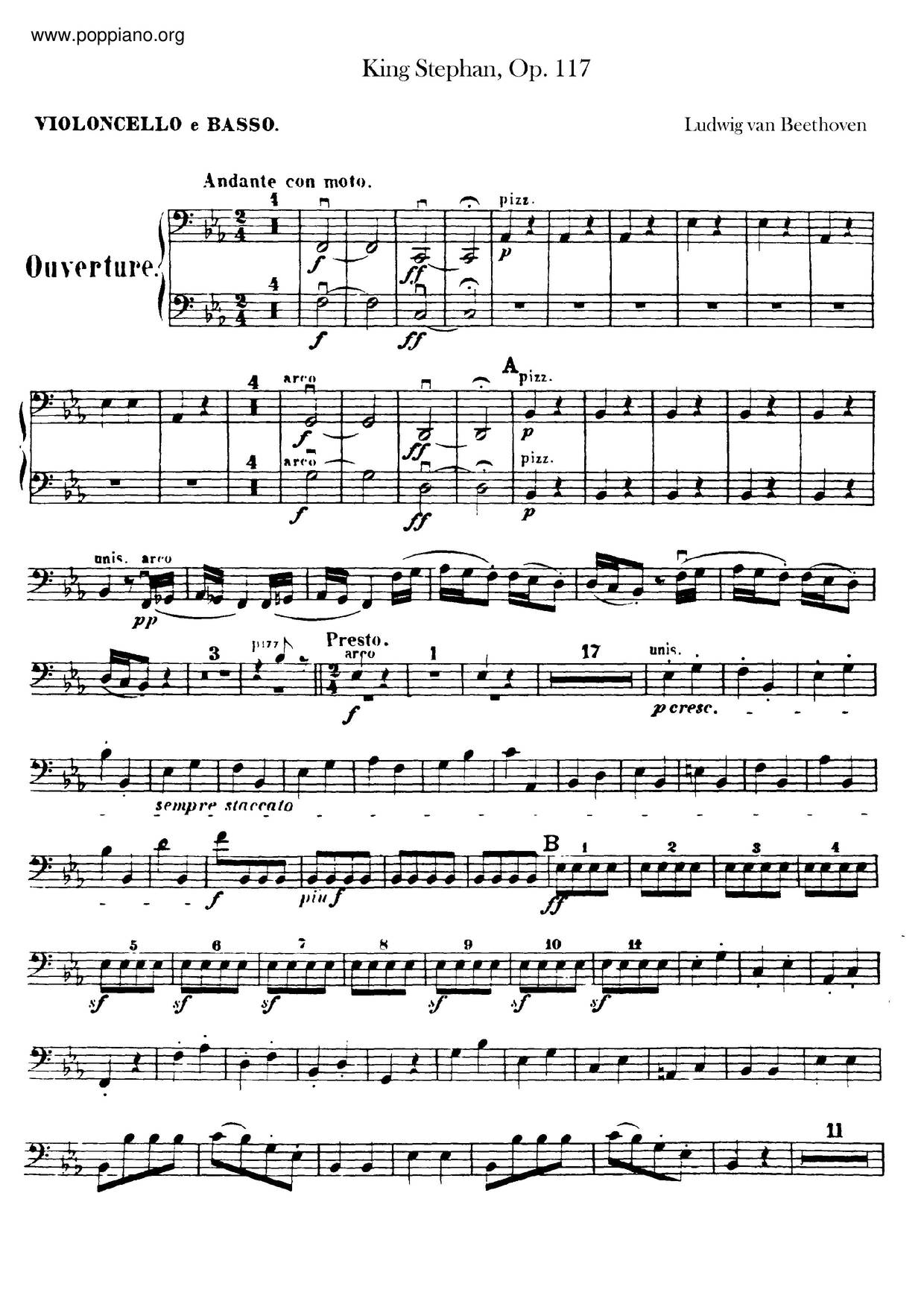 König Stephan, Op. 117琴谱