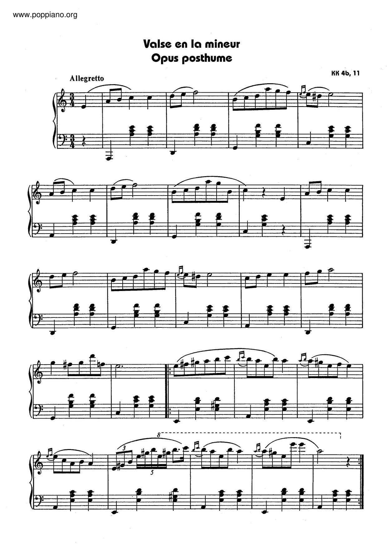 Waltz In A Minor, B. 150琴谱