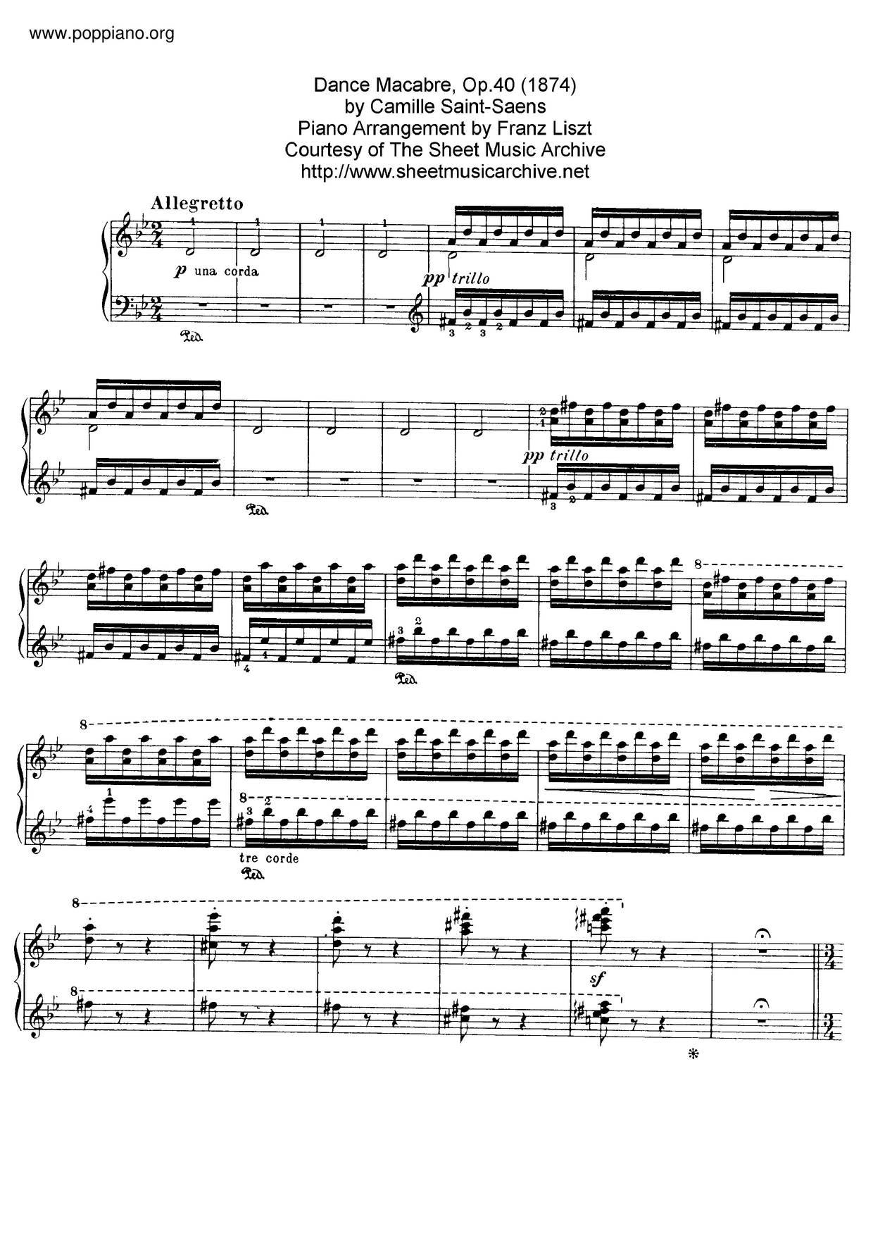 Danse Macabre, By Saint-Saëns, S.555琴谱