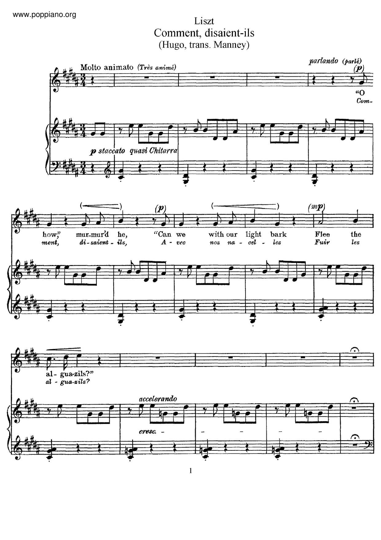 Comment Disaient-Ils, S.276琴谱