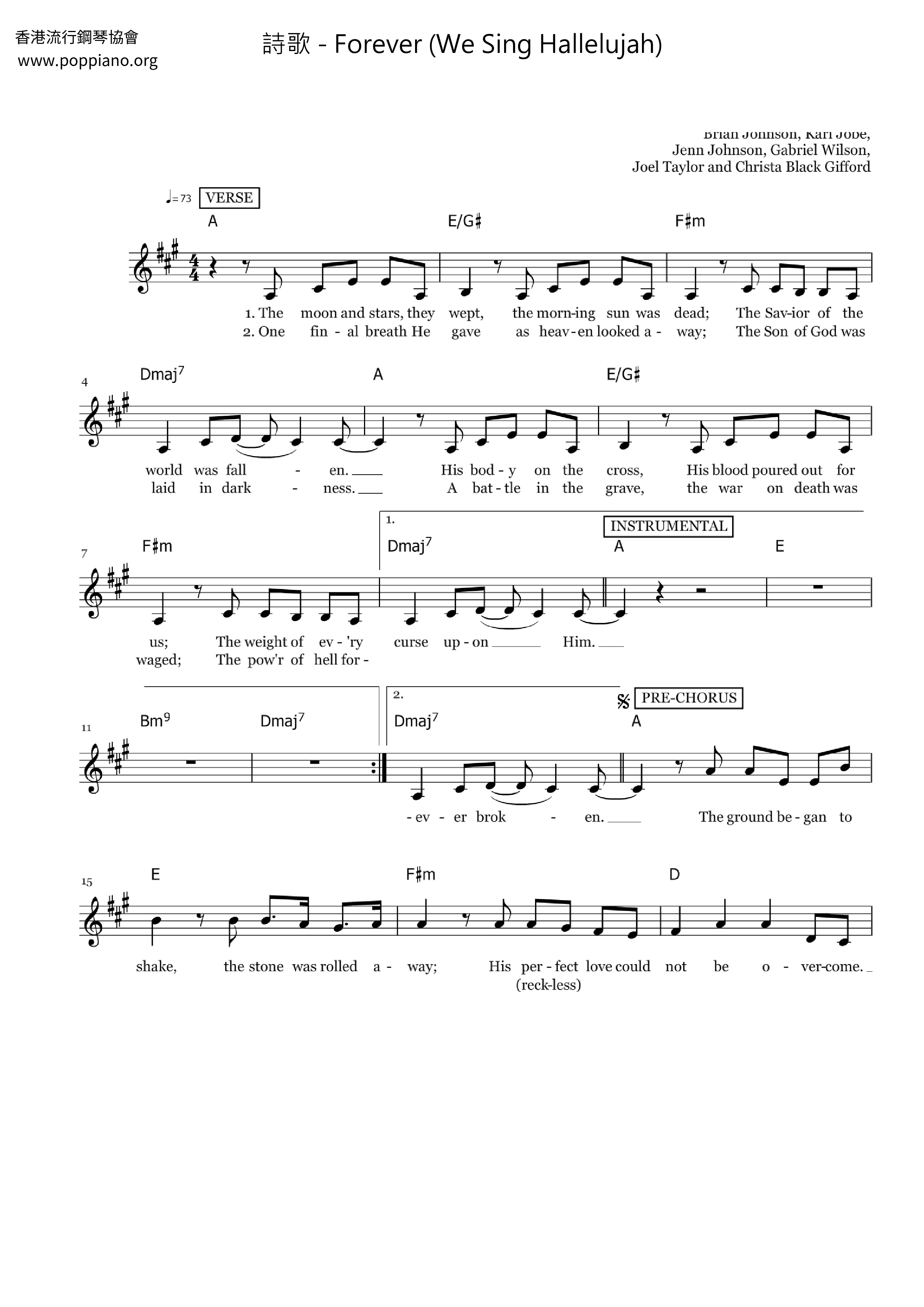 Forever (We Sing Hallelujah)琴谱