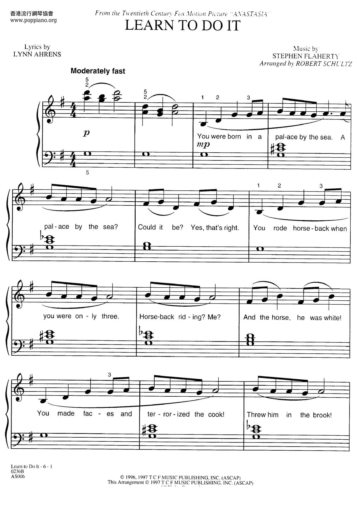 Anastasia - Learn To Do It琴谱