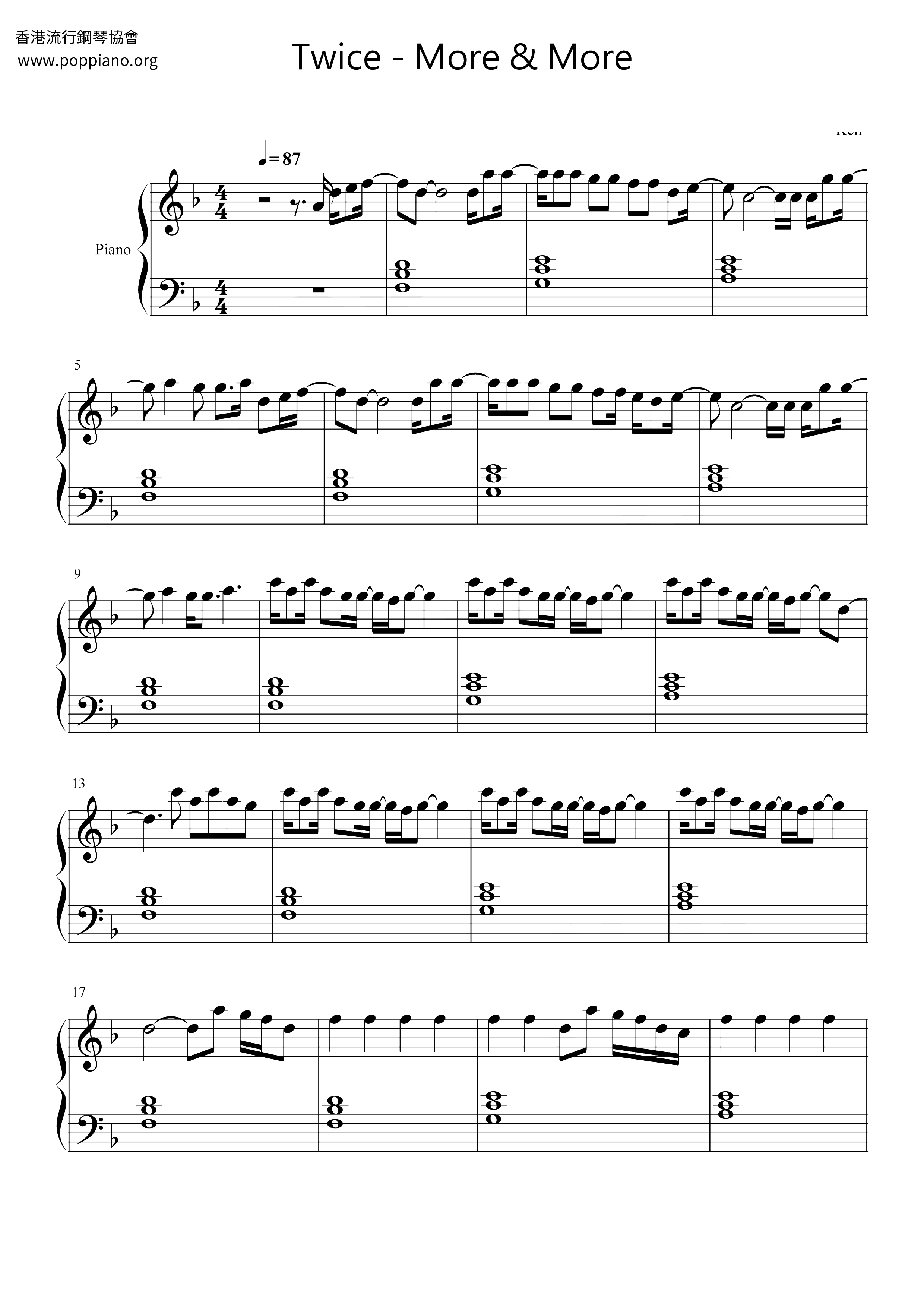 More & More琴谱