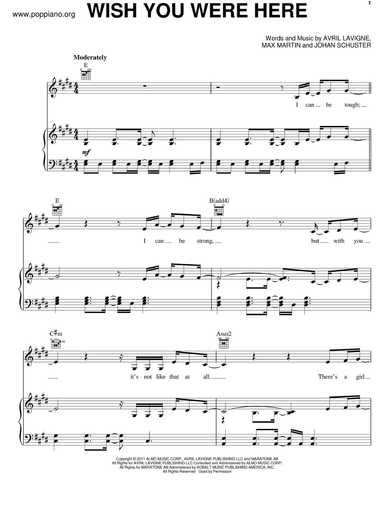 Wish You Were Here琴谱