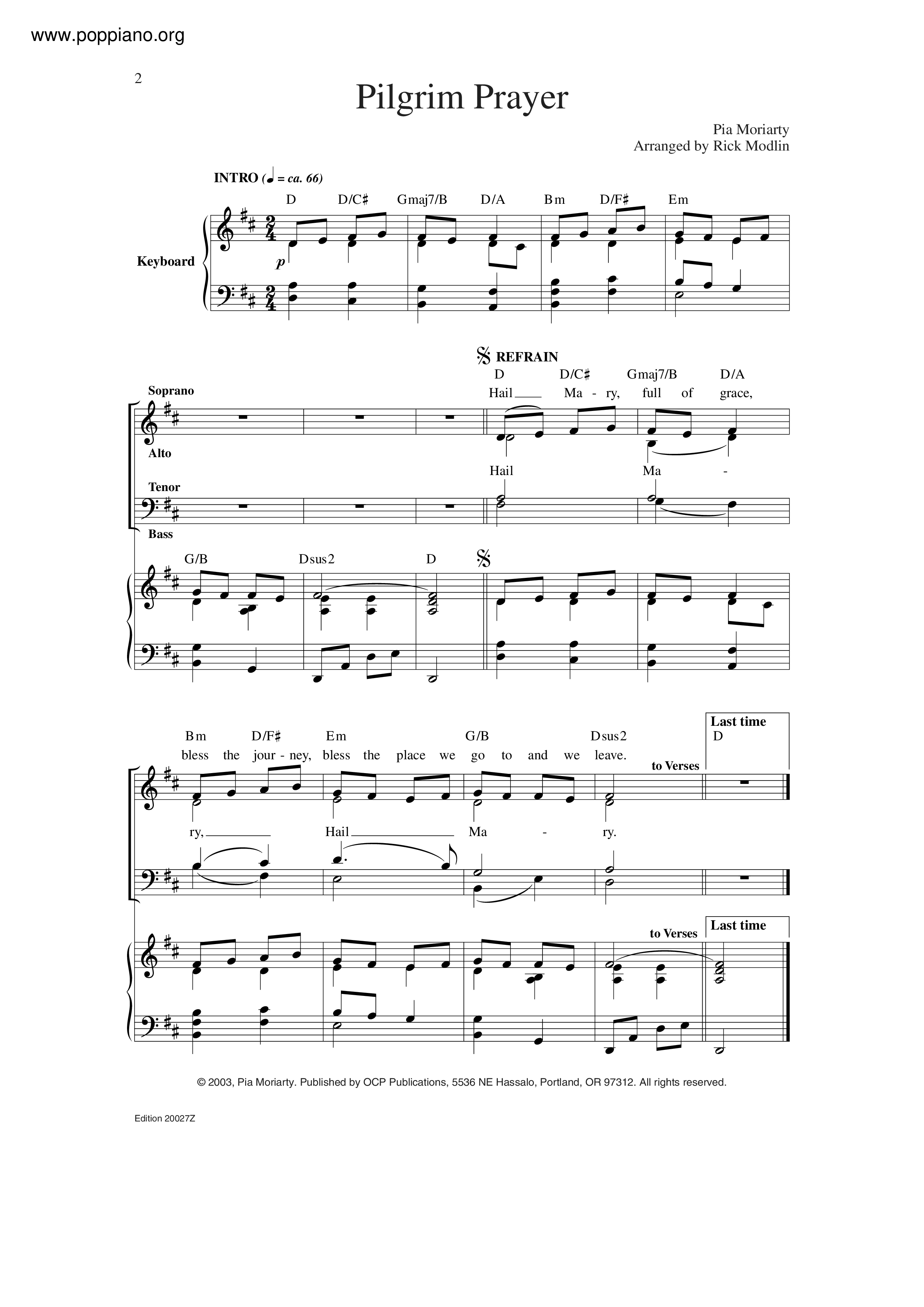 Pilgrim Prayer琴谱