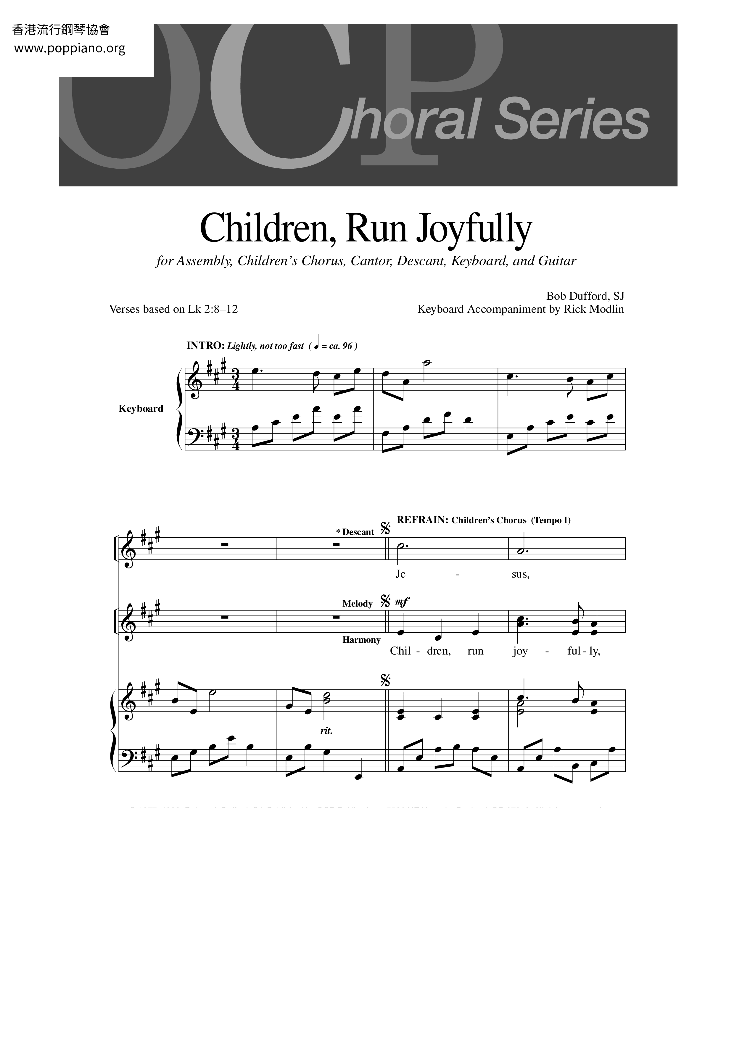 Children, Run Joyfully琴谱