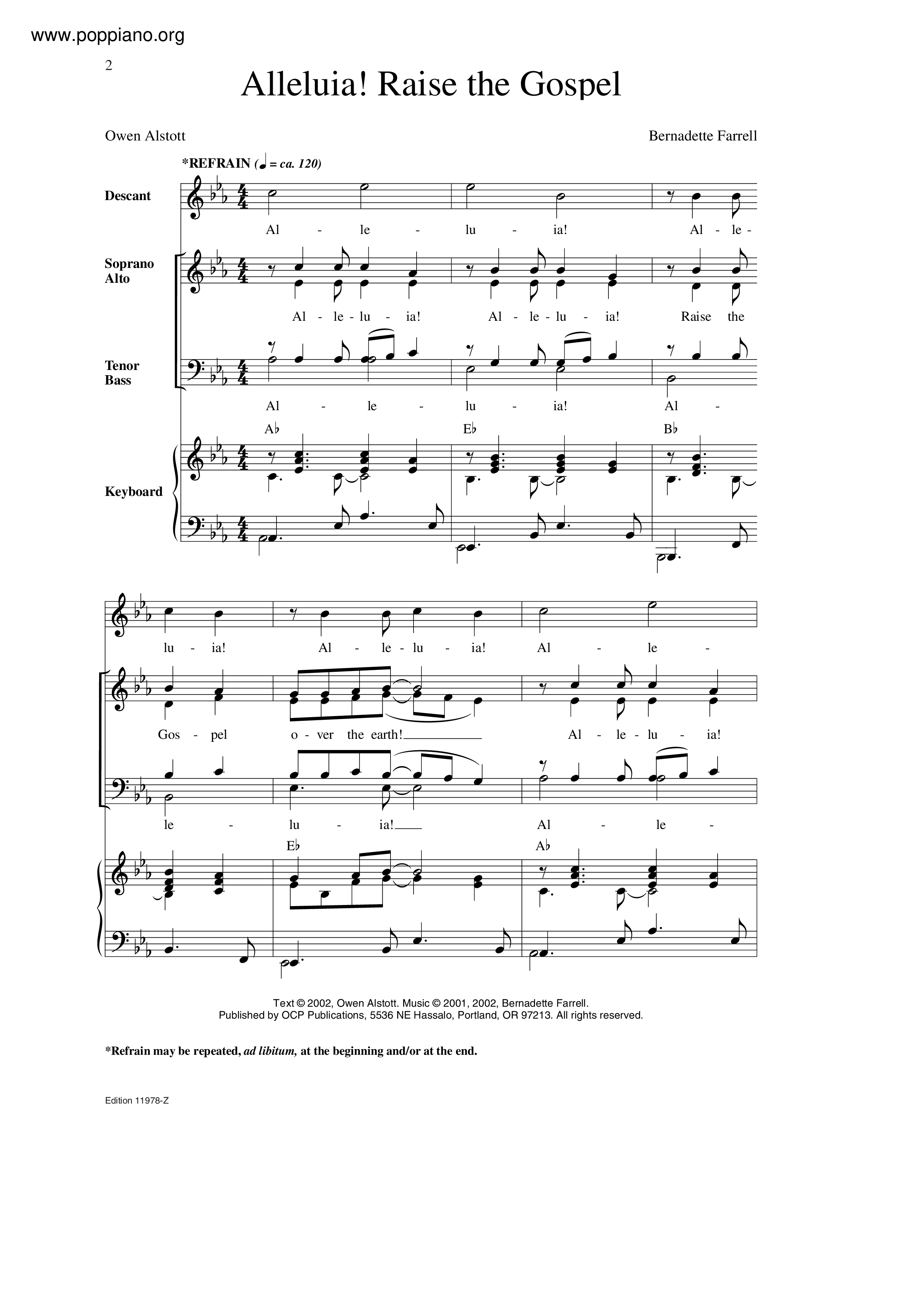 Alleluia! Raise The Gospel琴谱