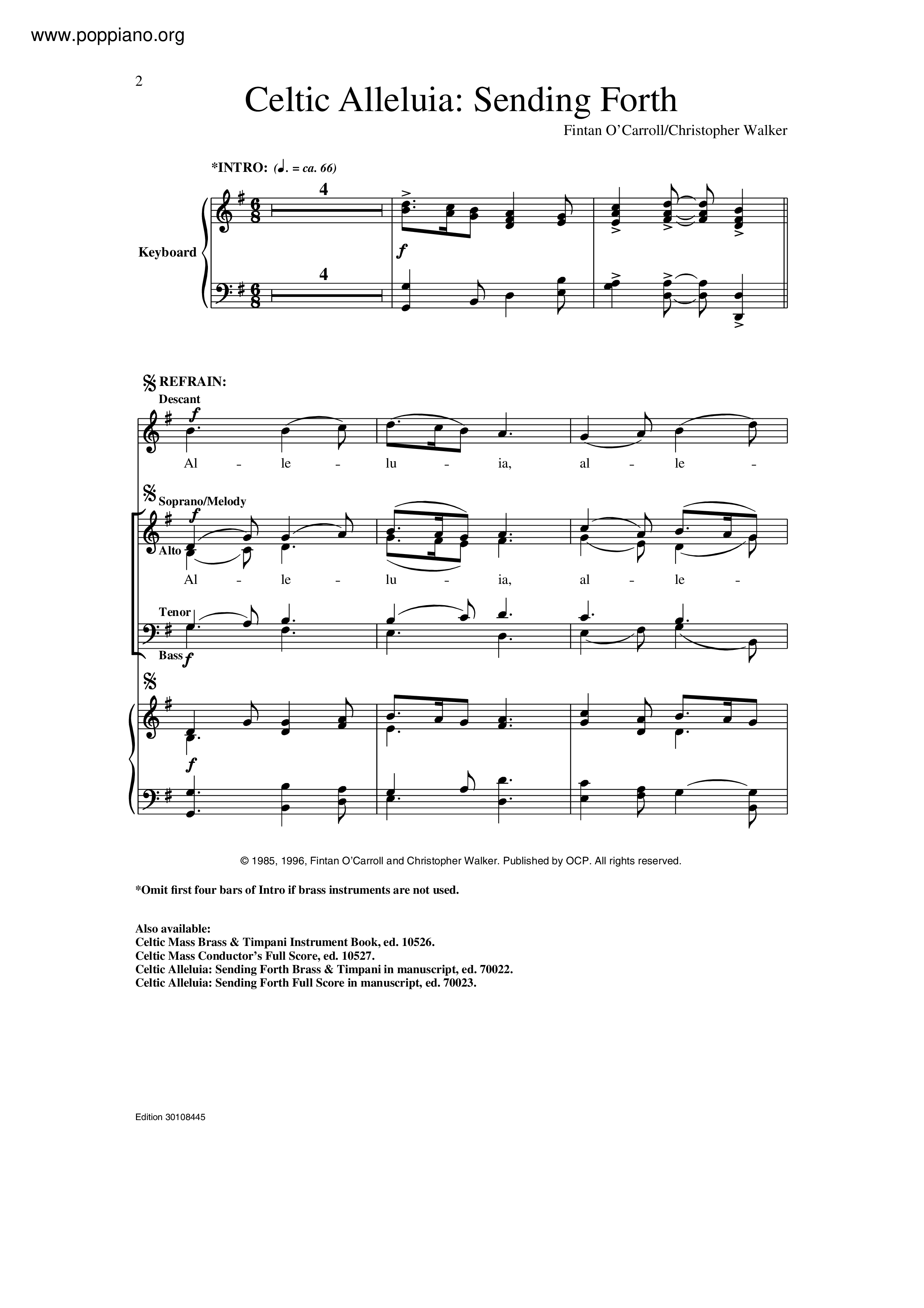 Celtic Alleluia: Sending Forth琴谱