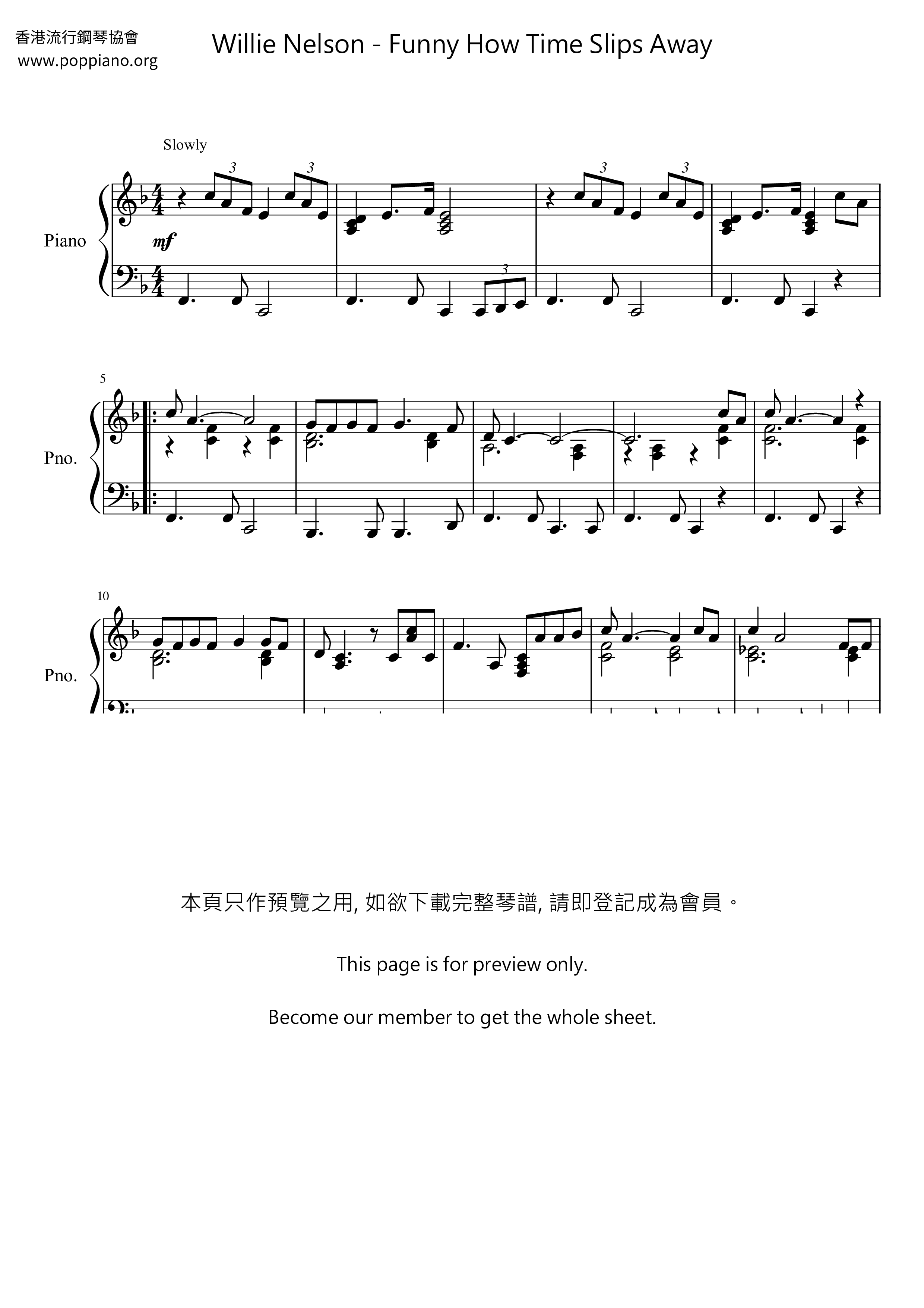 Funny How Time Slips Away琴谱