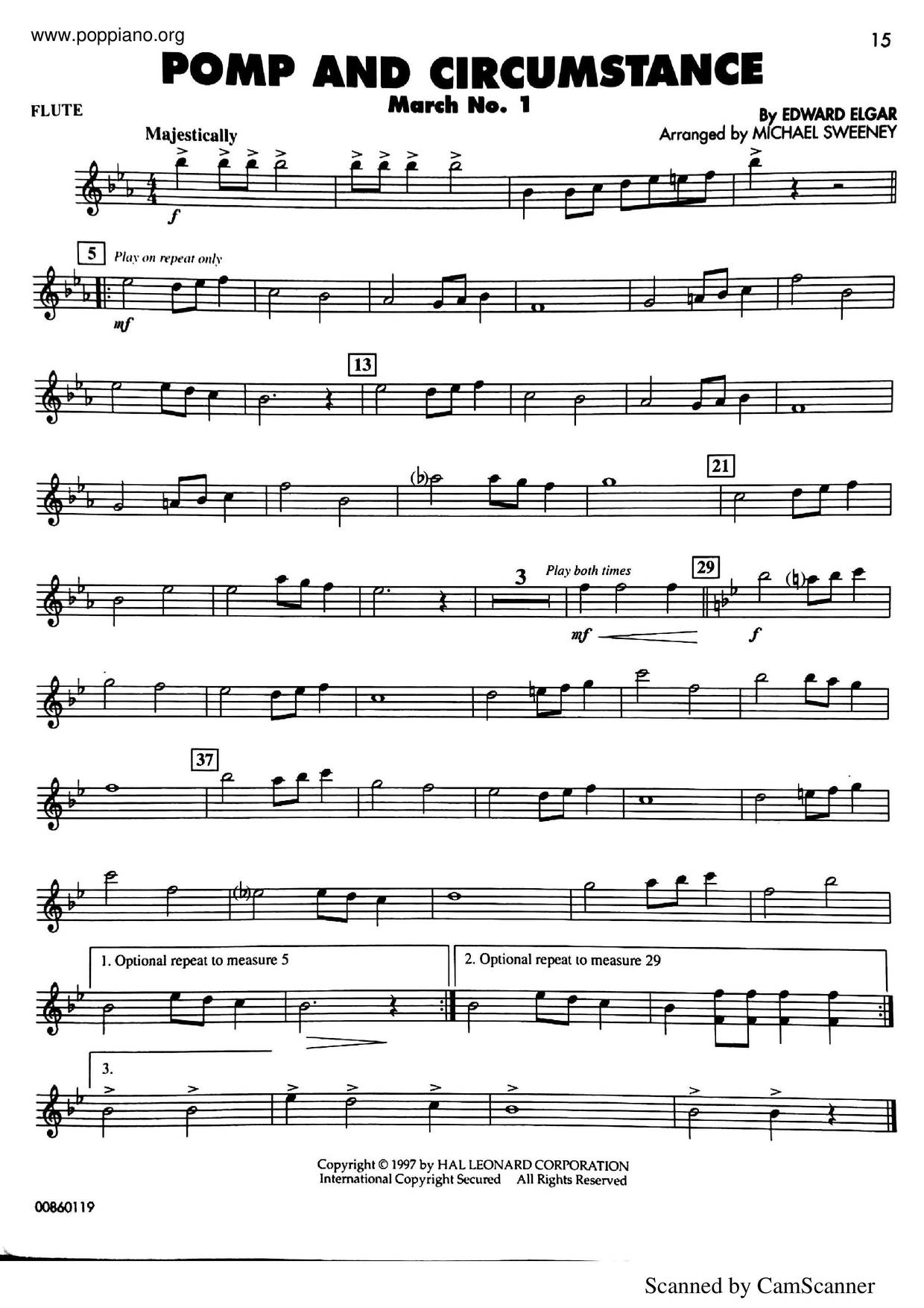 Pomp And Circumstances, March No.1琴谱