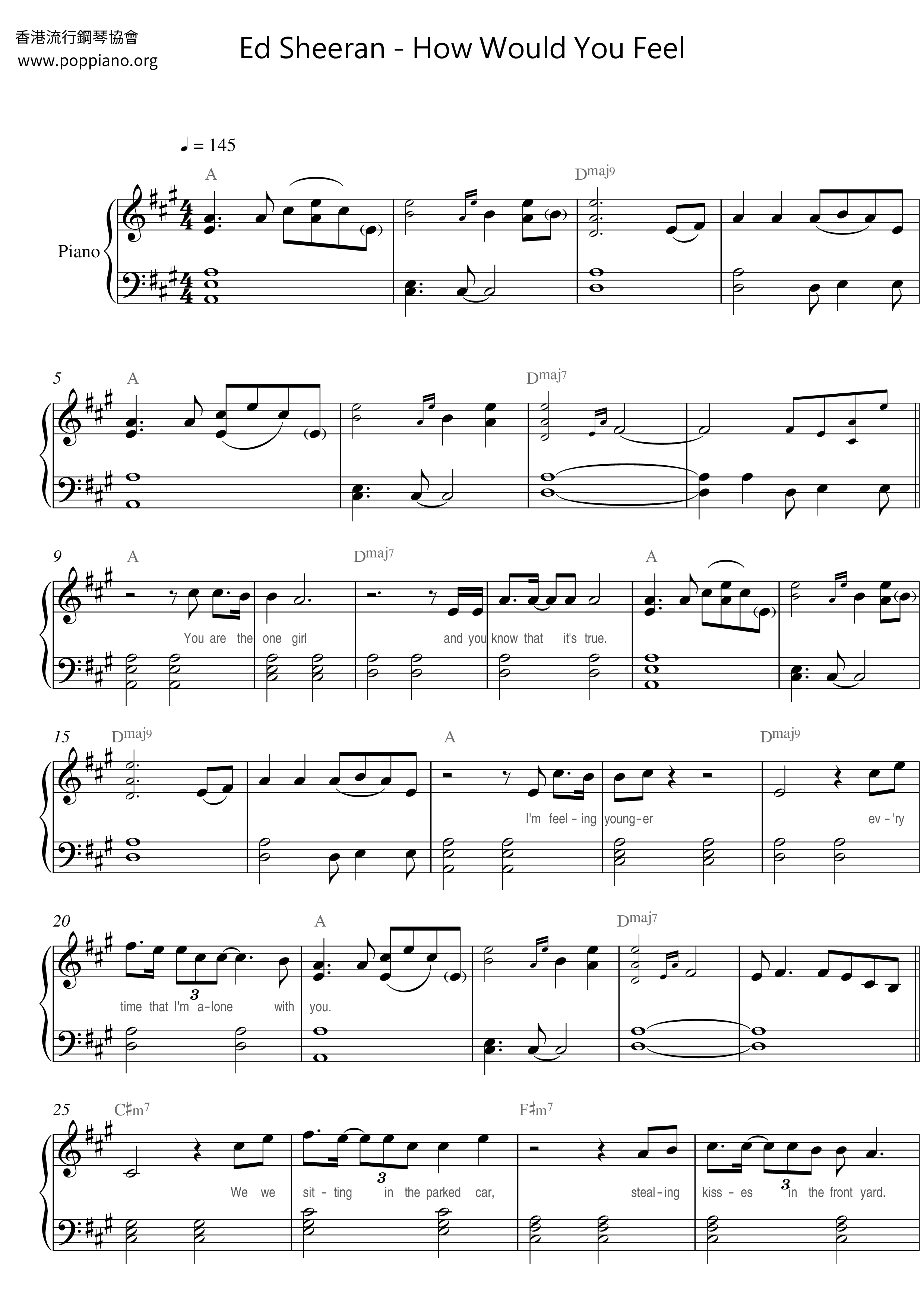 How Would You Feel琴谱