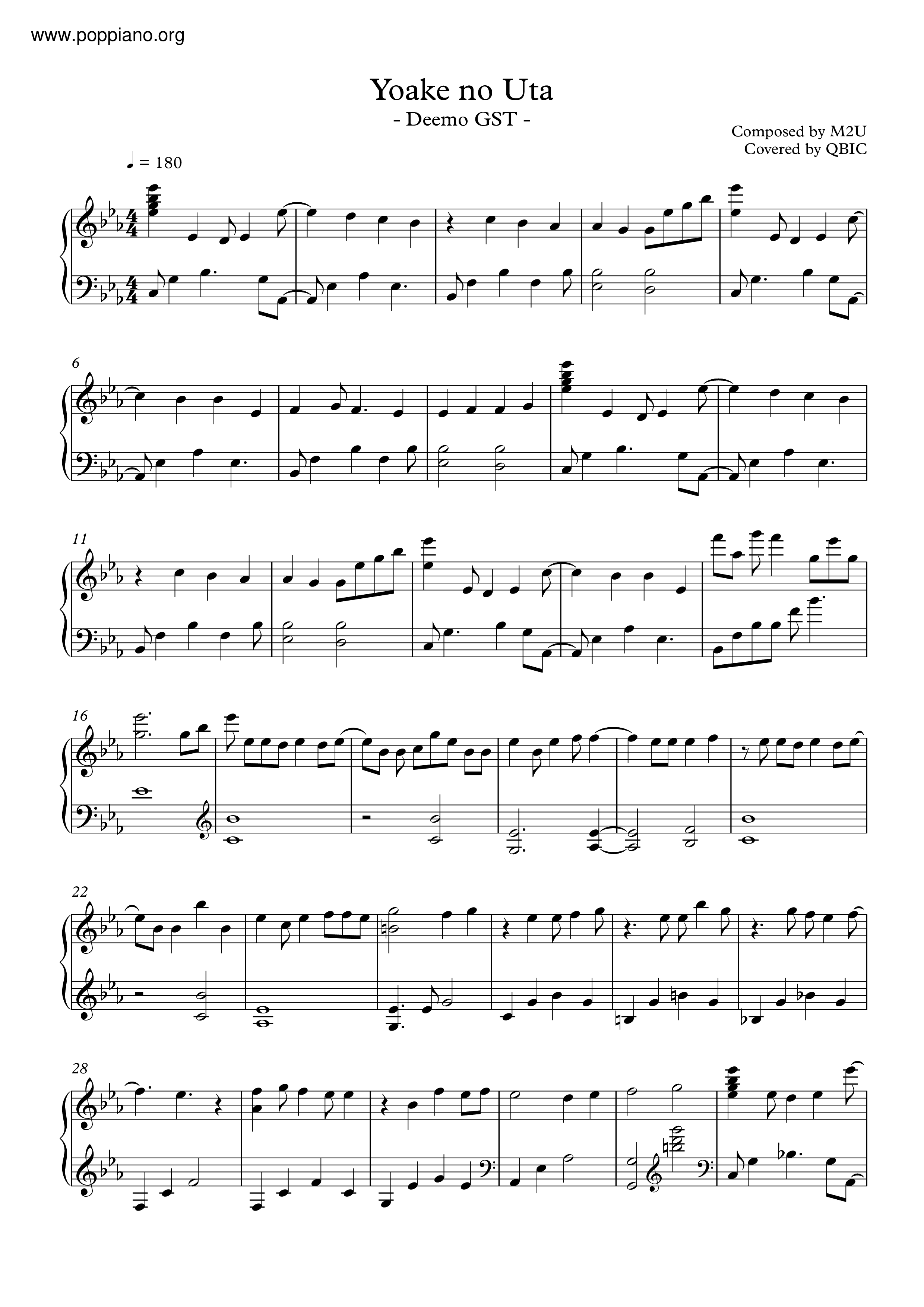 Deemo - Yoake No Uta琴谱