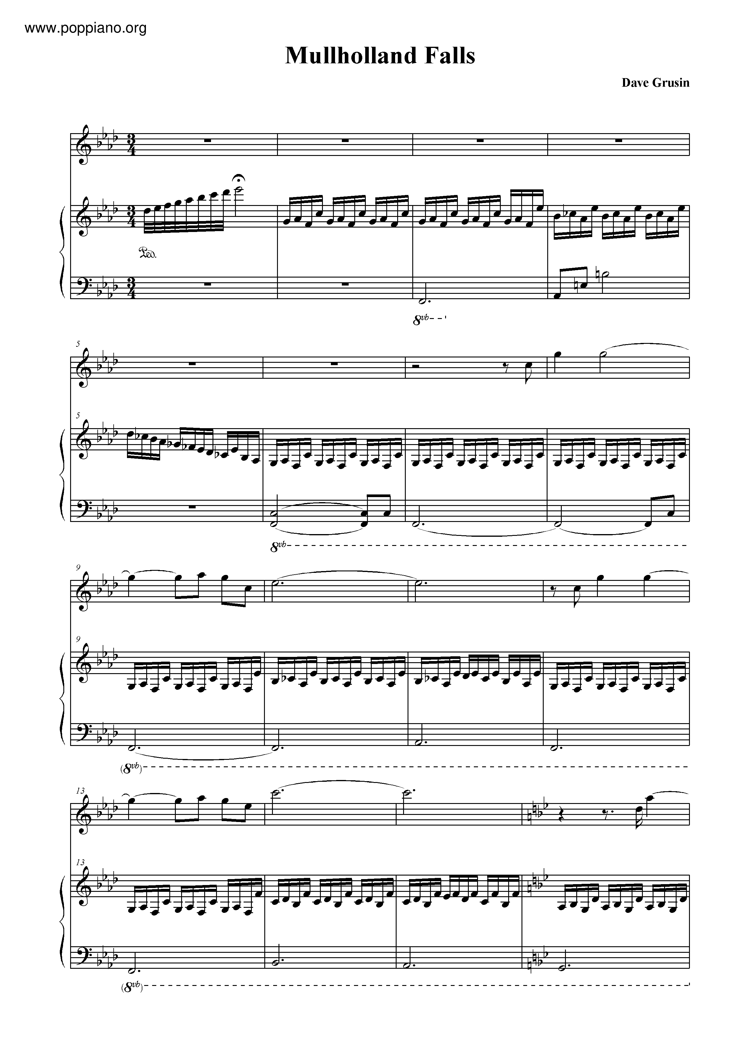 Mulholland Falls琴谱