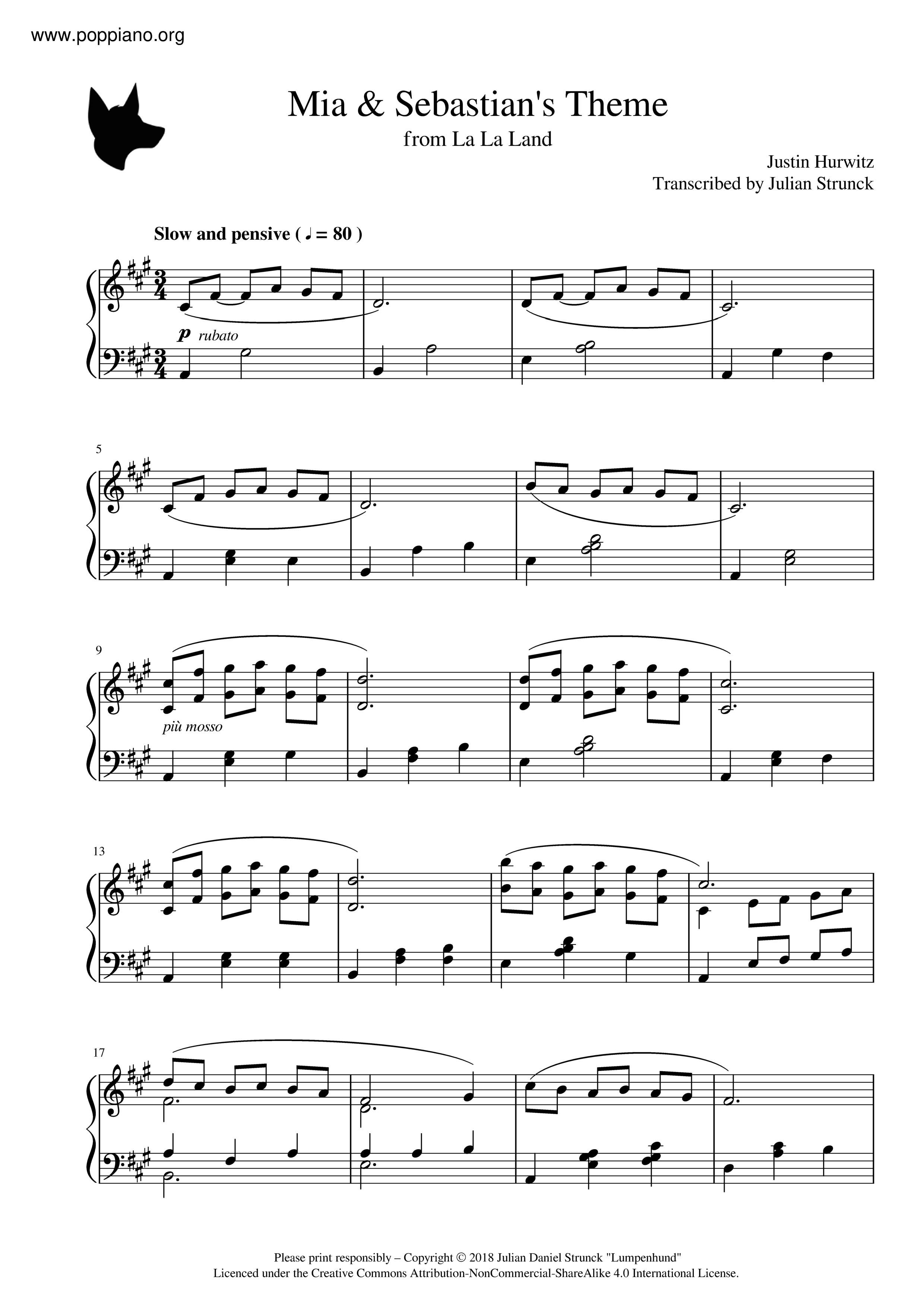 La La Land - Mia & Sebastian's Theme琴谱