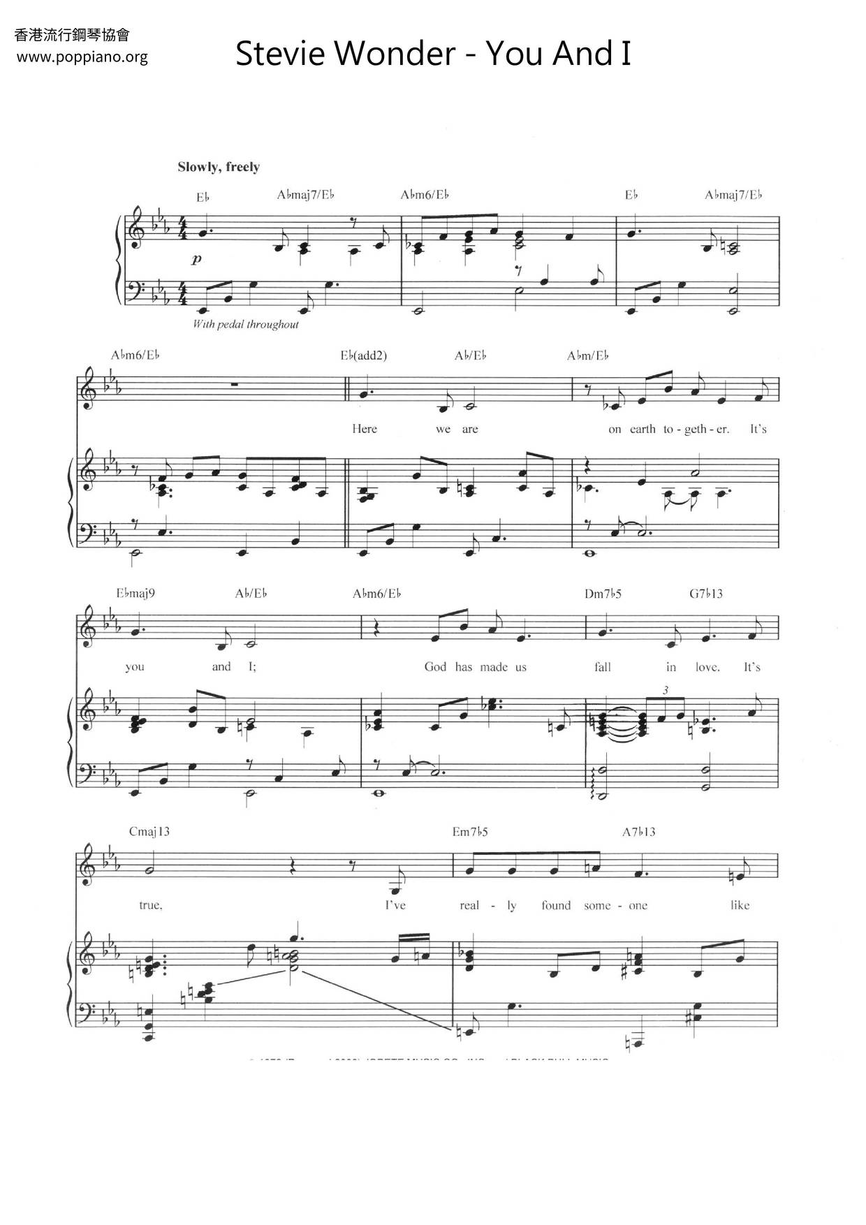 You And I琴谱