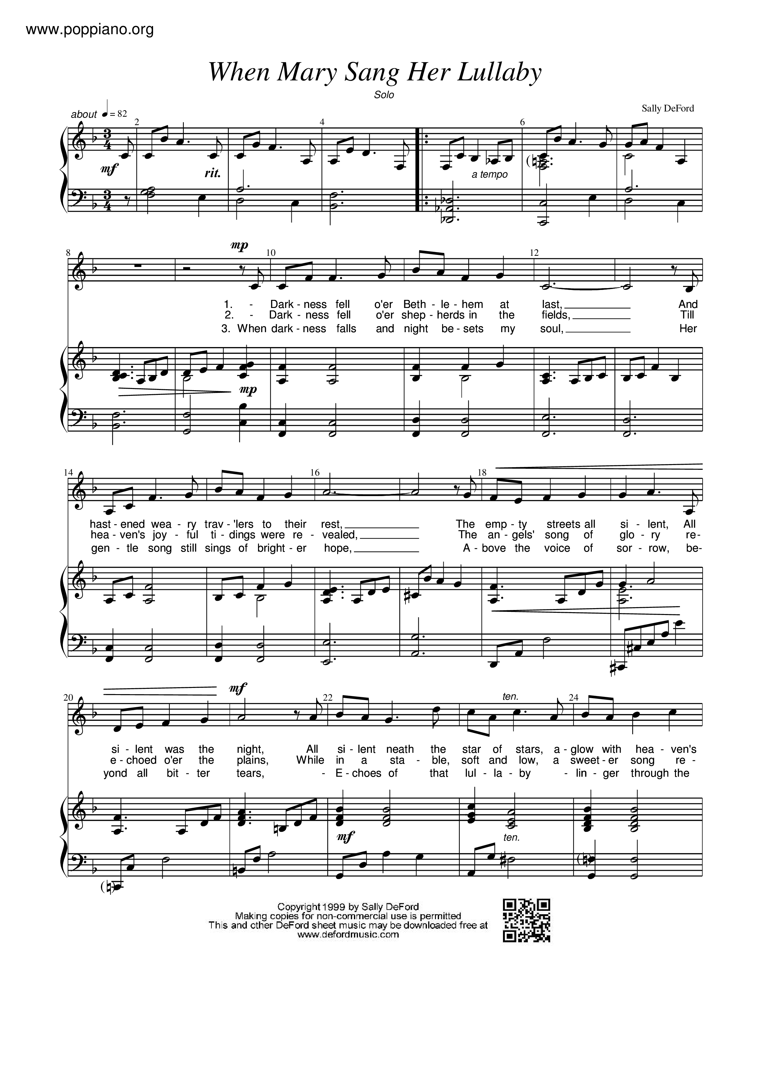 When Mary Sang Her Lullaby琴谱