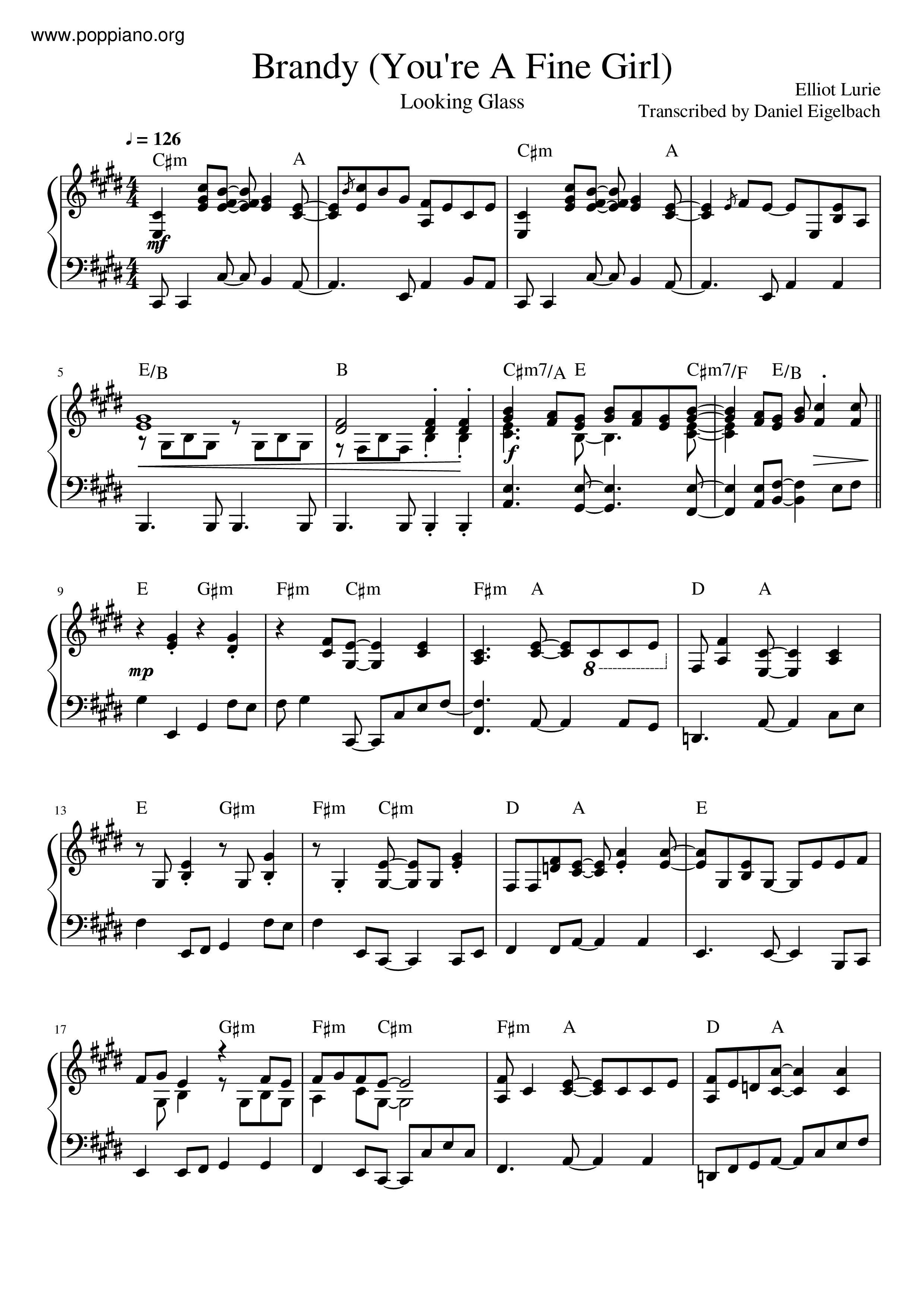 Brandy (You're A Fine Girl)琴谱