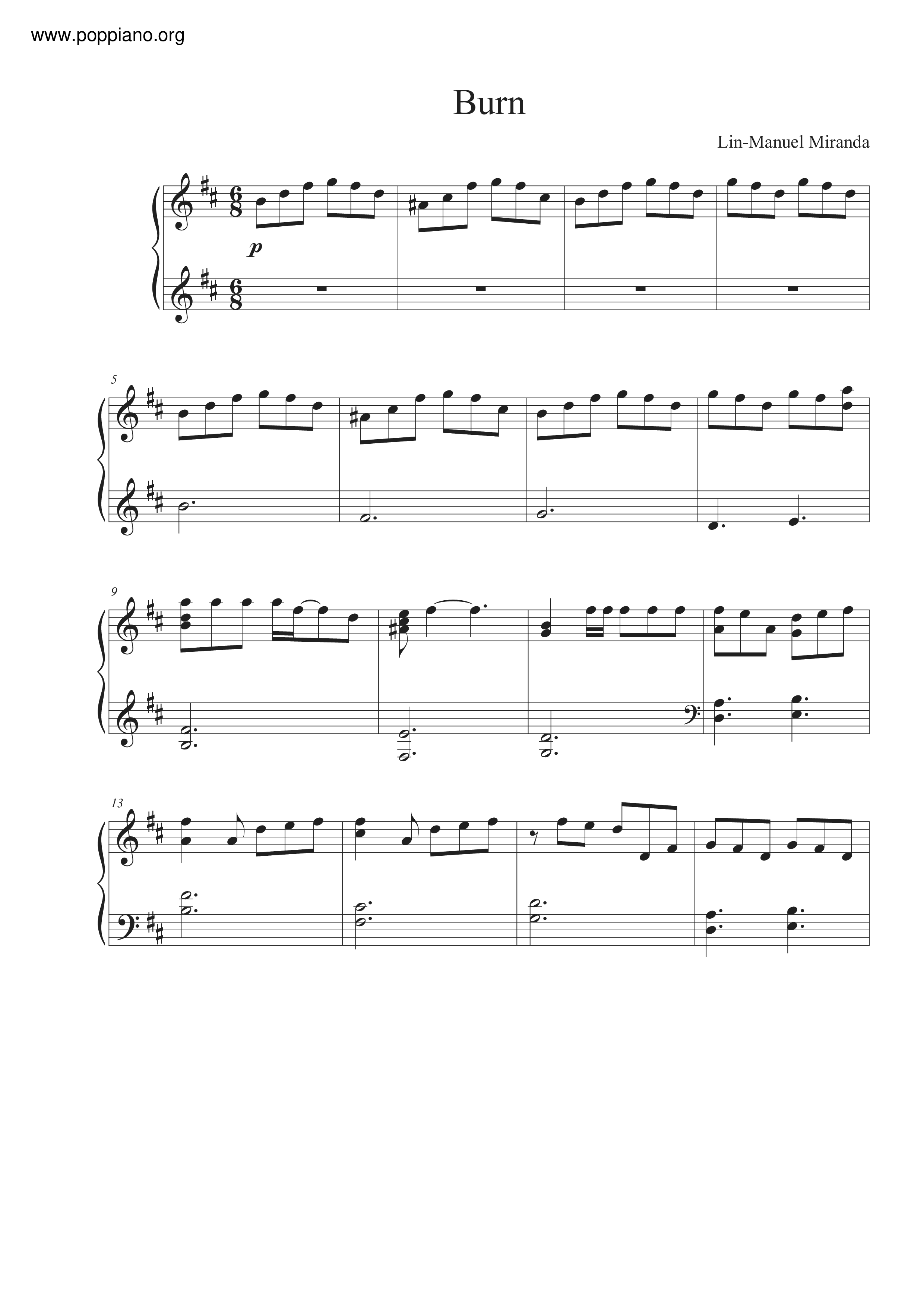 Hamilton - Burn琴谱