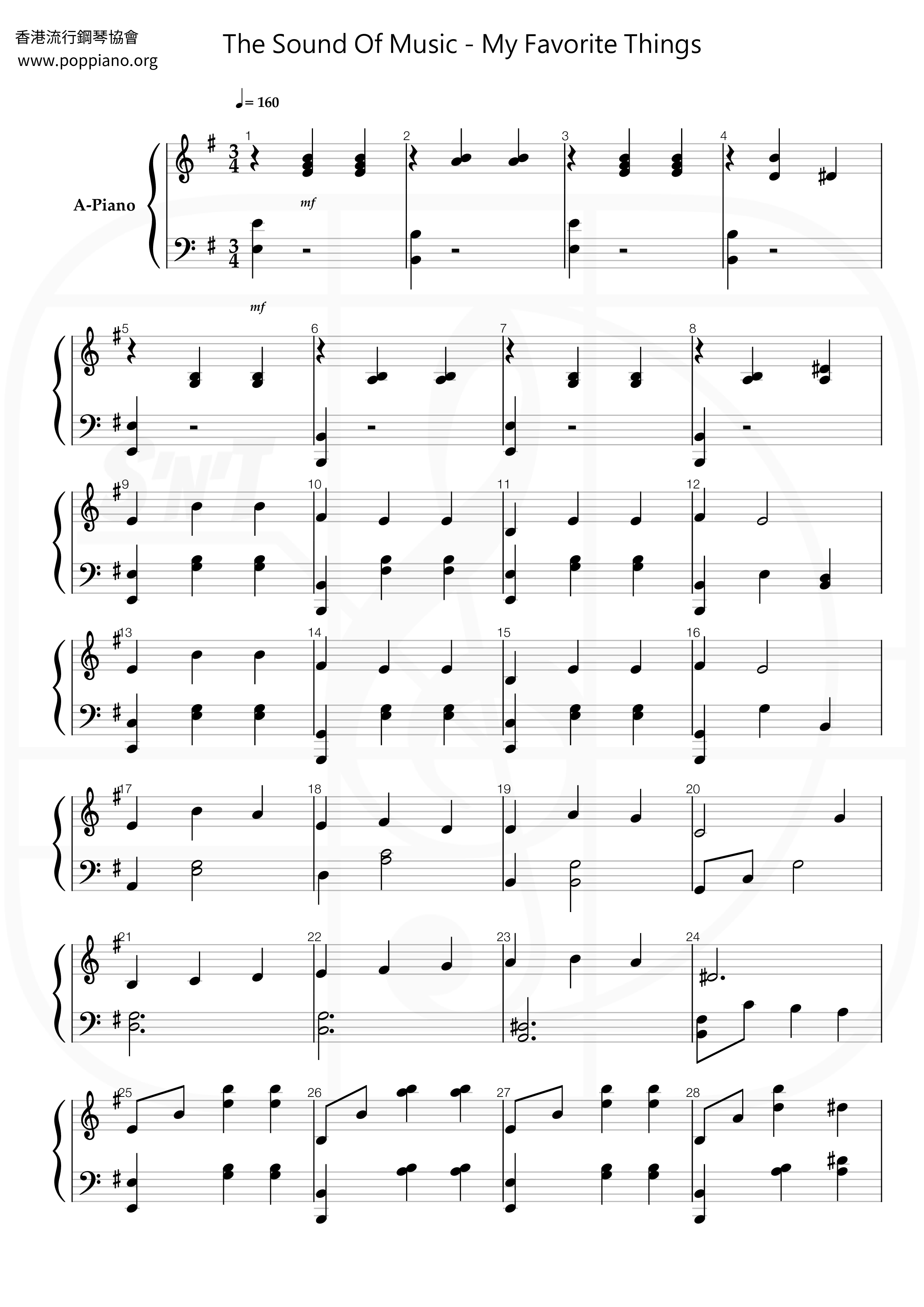 The Sound Of Music - My Favorite Things琴谱