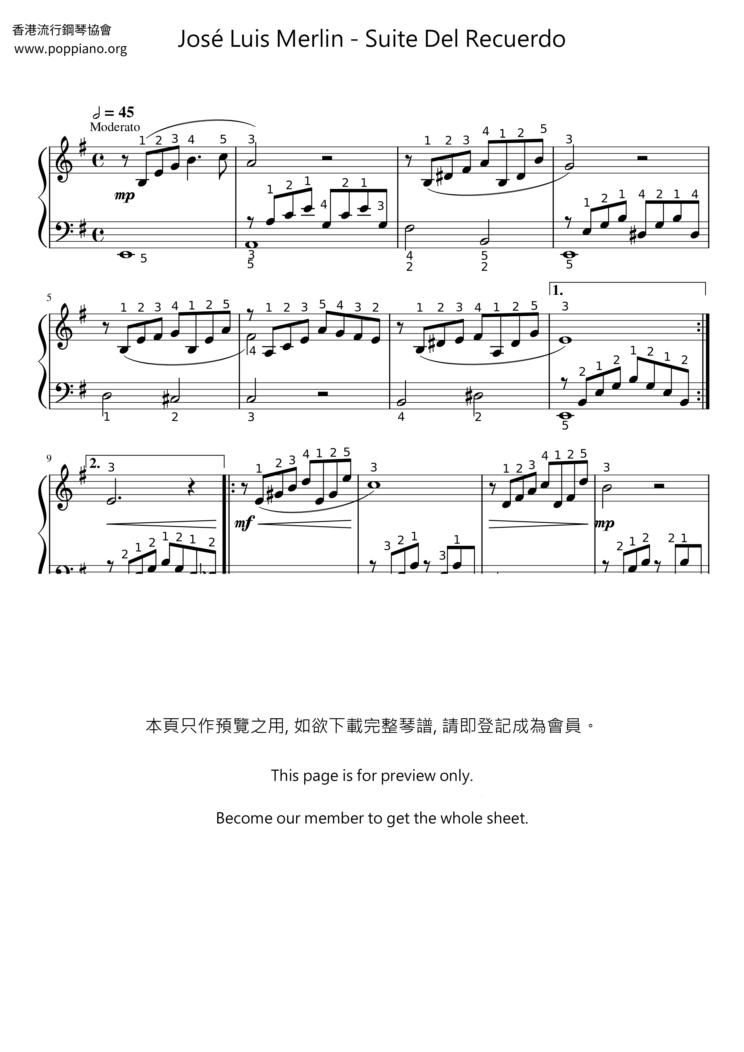 Suite Del Recuerdo琴谱