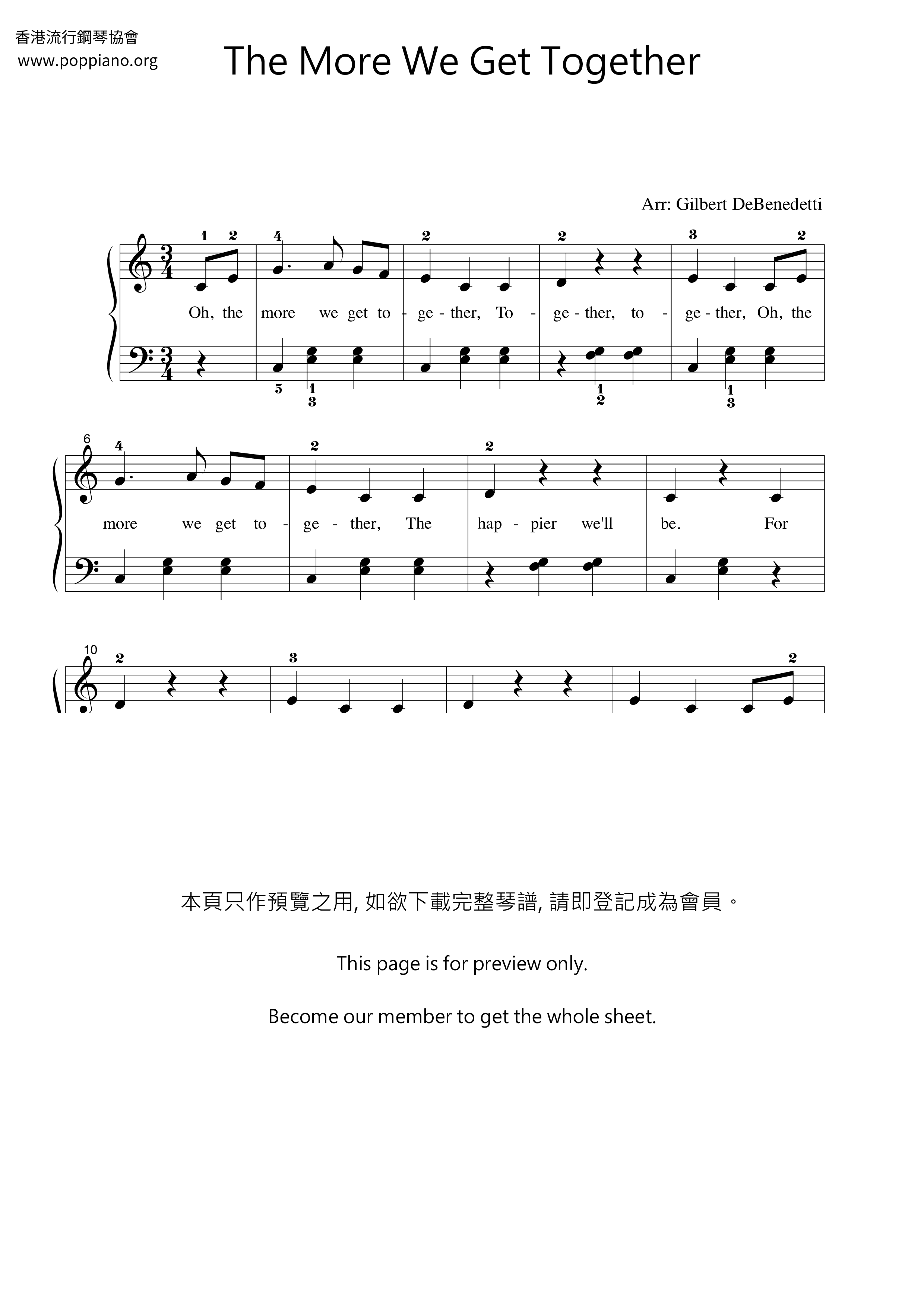 The More We Get Together琴谱