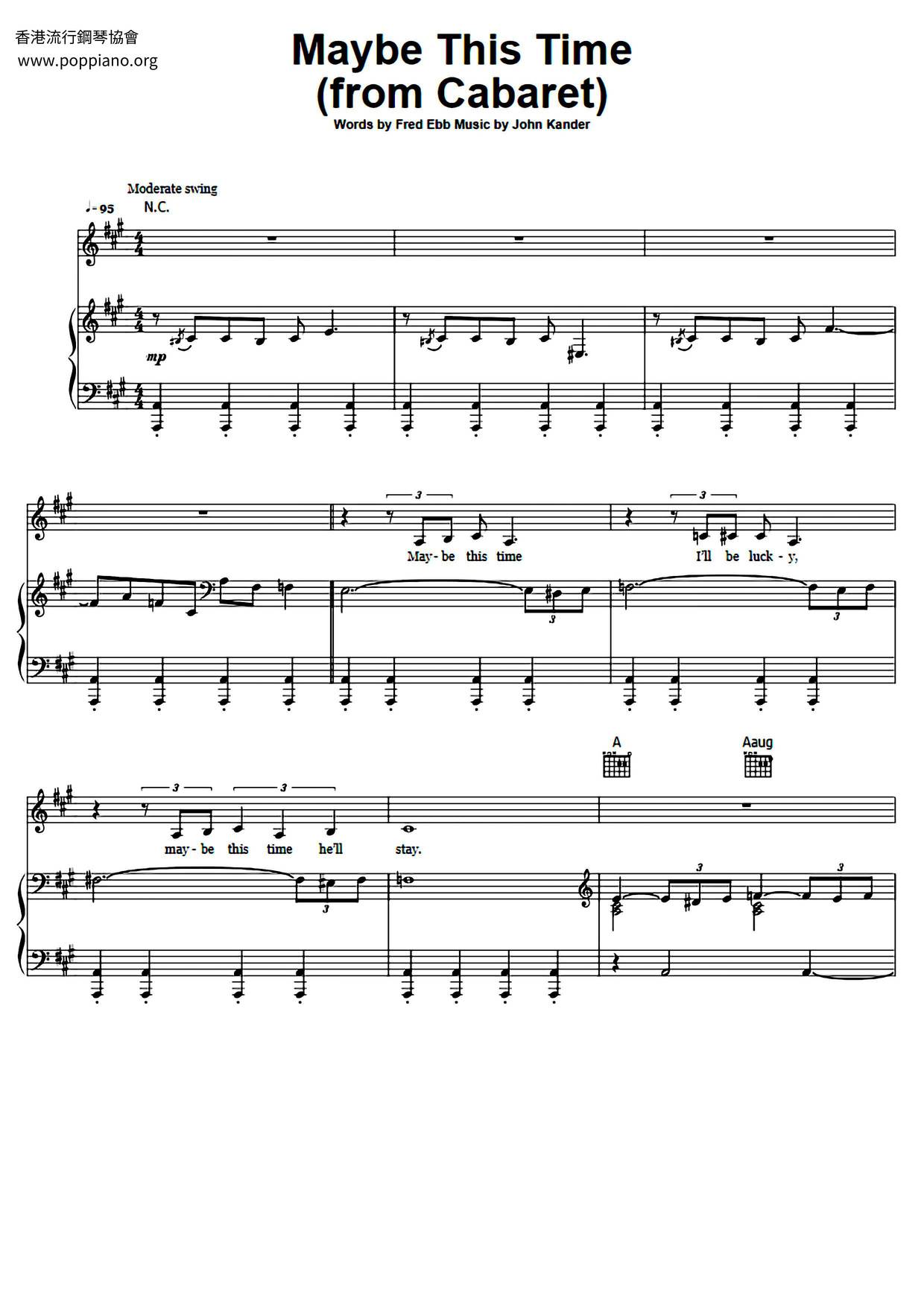 Maybe This Time琴谱