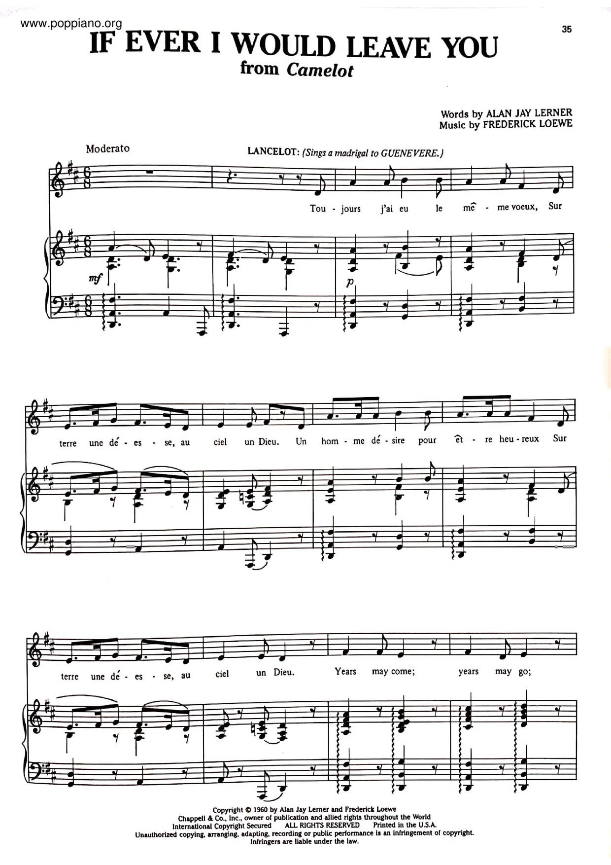 If Ever I Would Leave You - Camelot琴谱