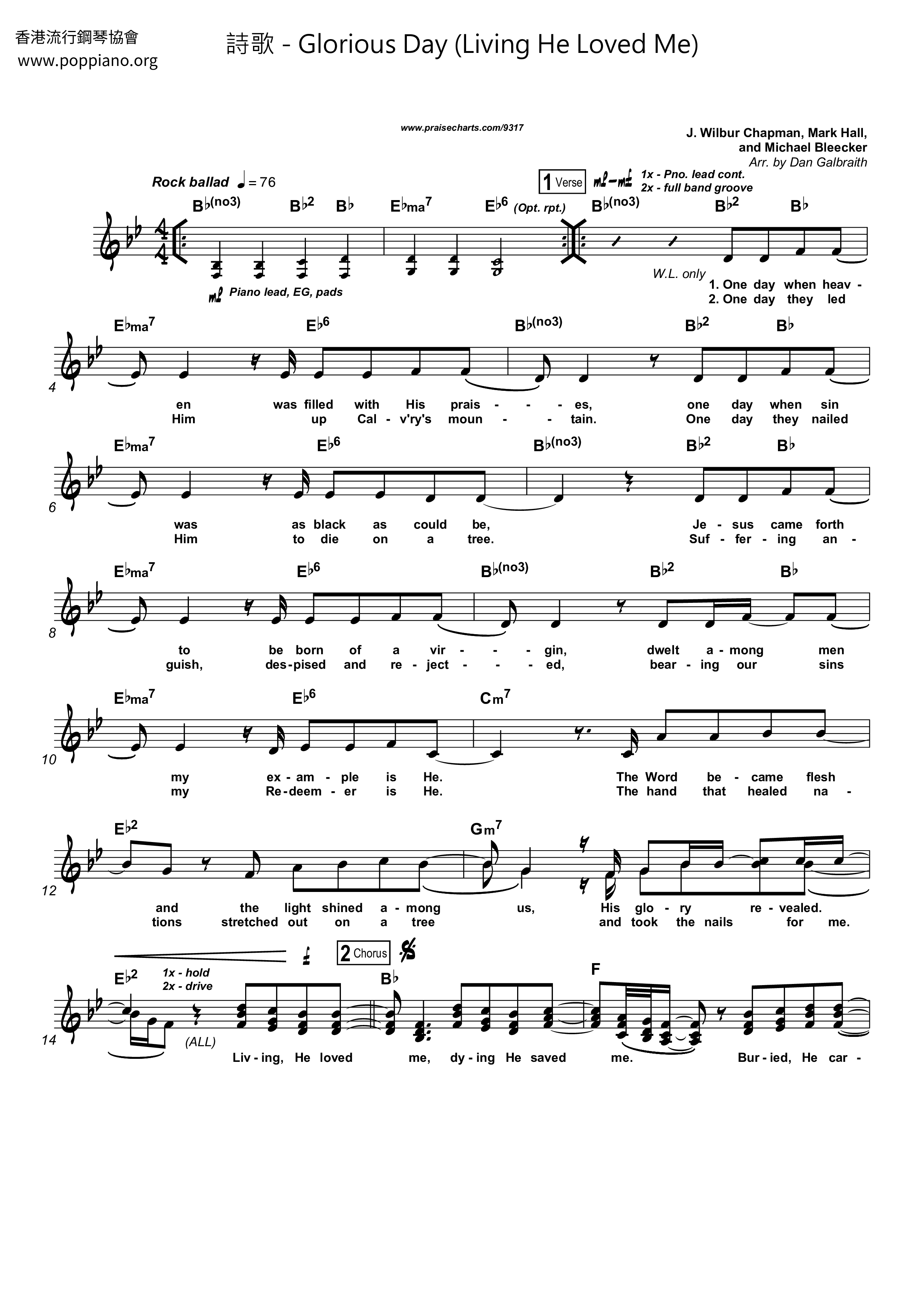 Glorious Day (Living He Loved Me)琴谱