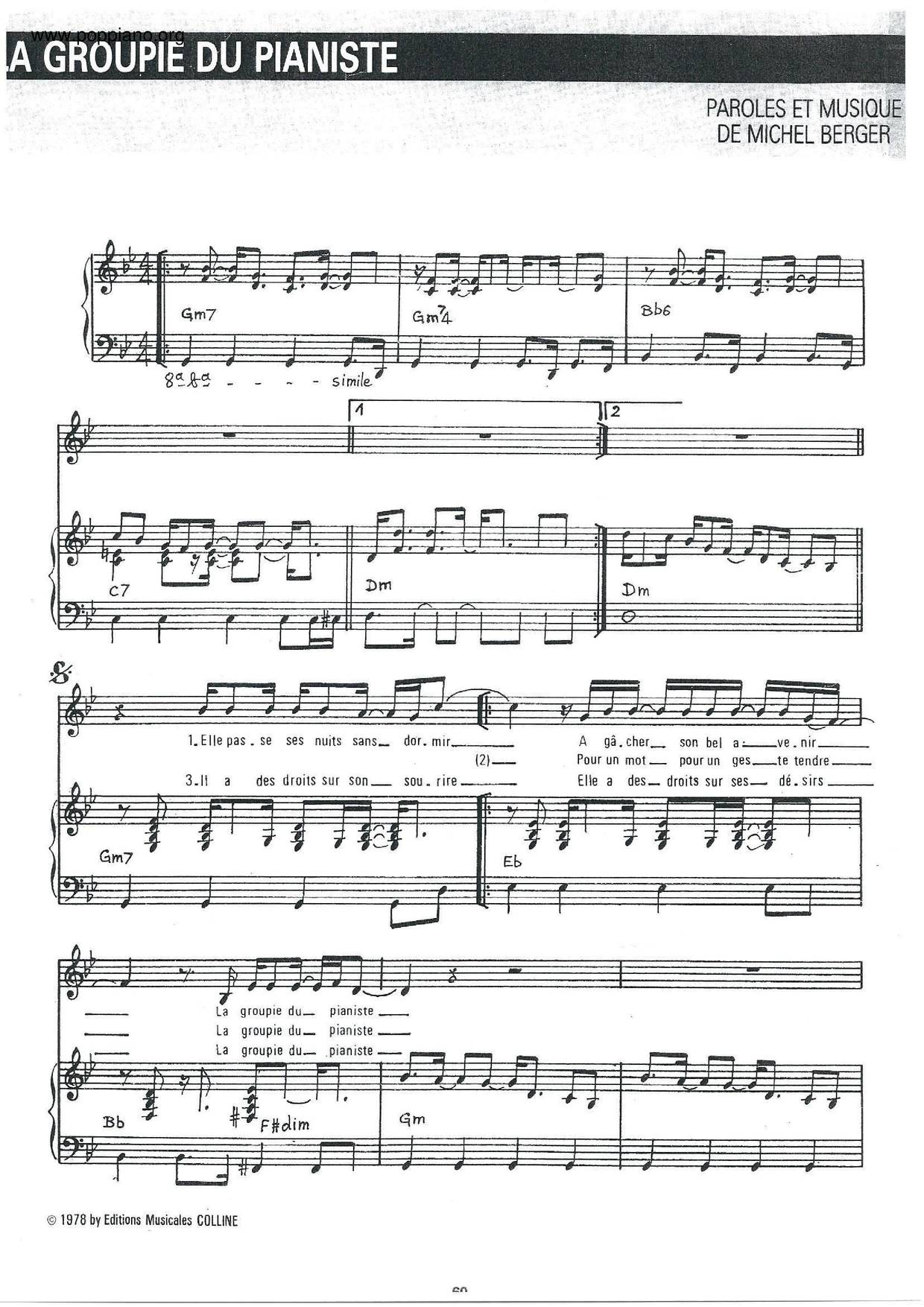 La Groupie Du Pianiste琴谱