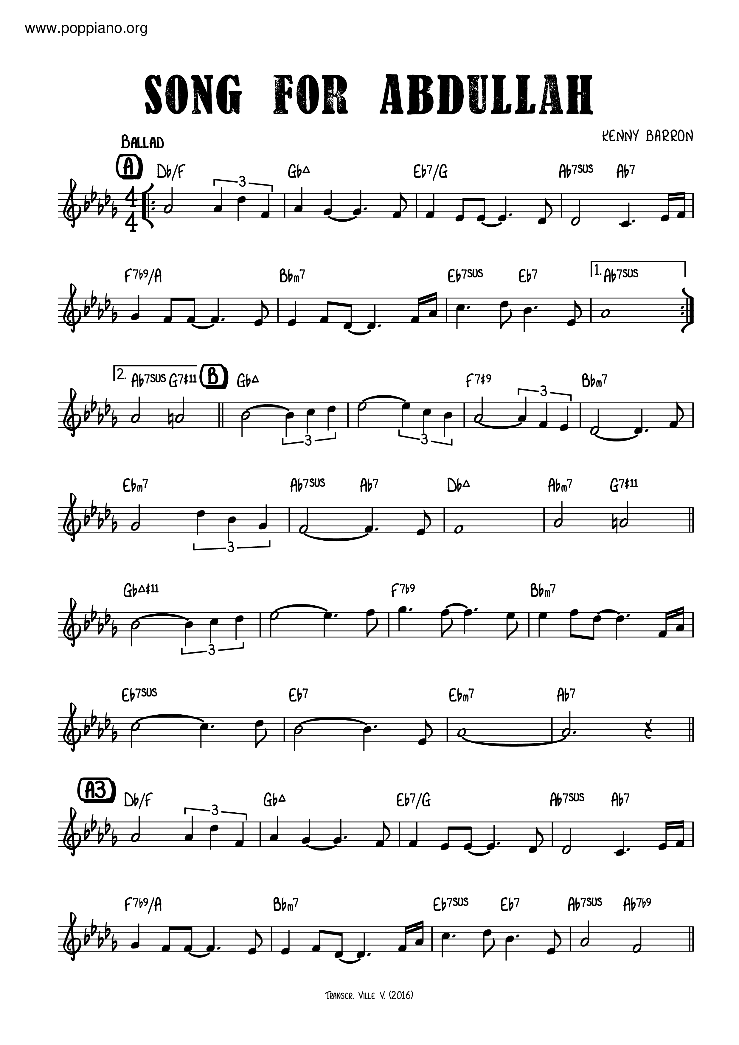 Song For Abdullah琴谱