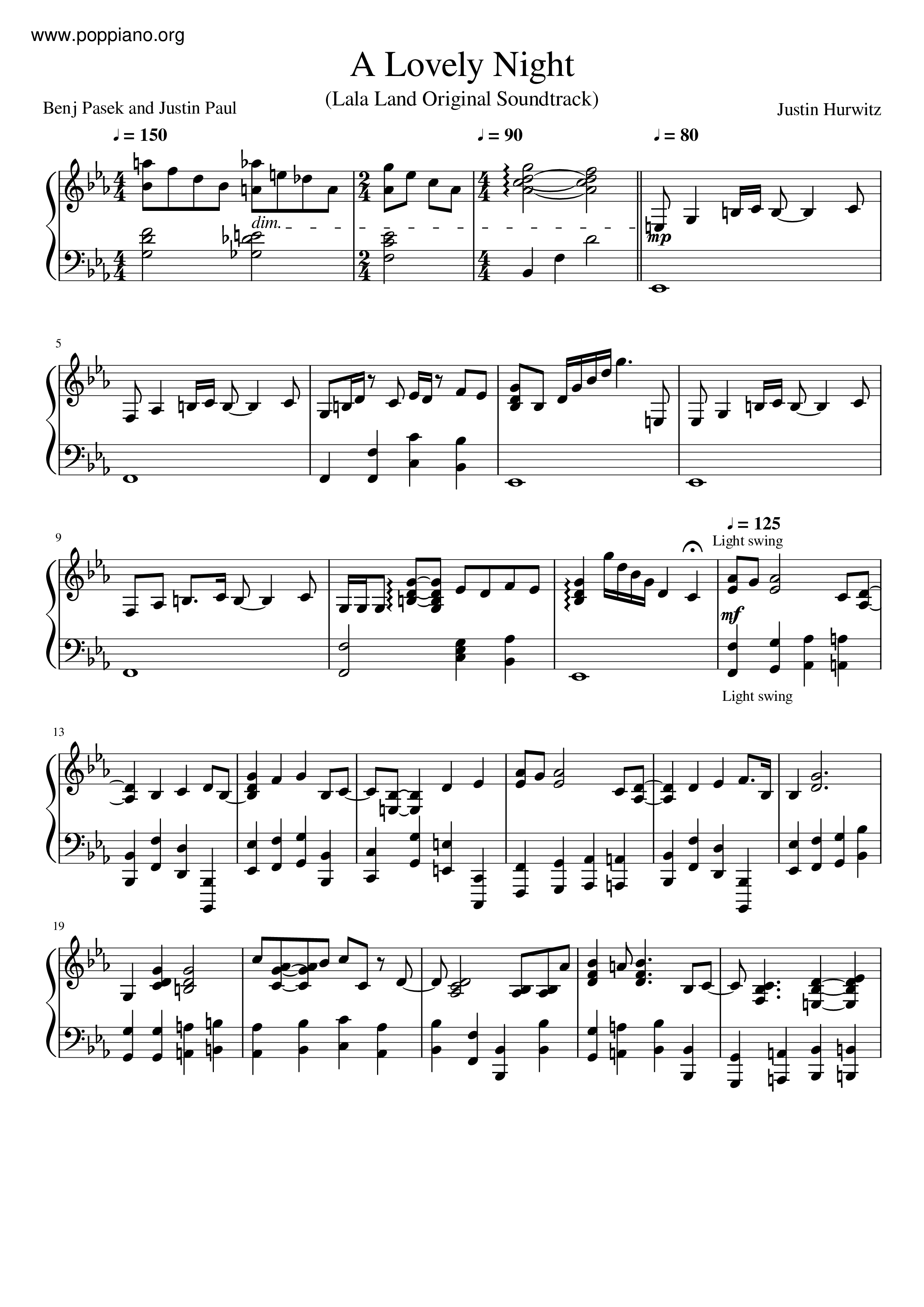 La La Land - A Lovely Night琴谱