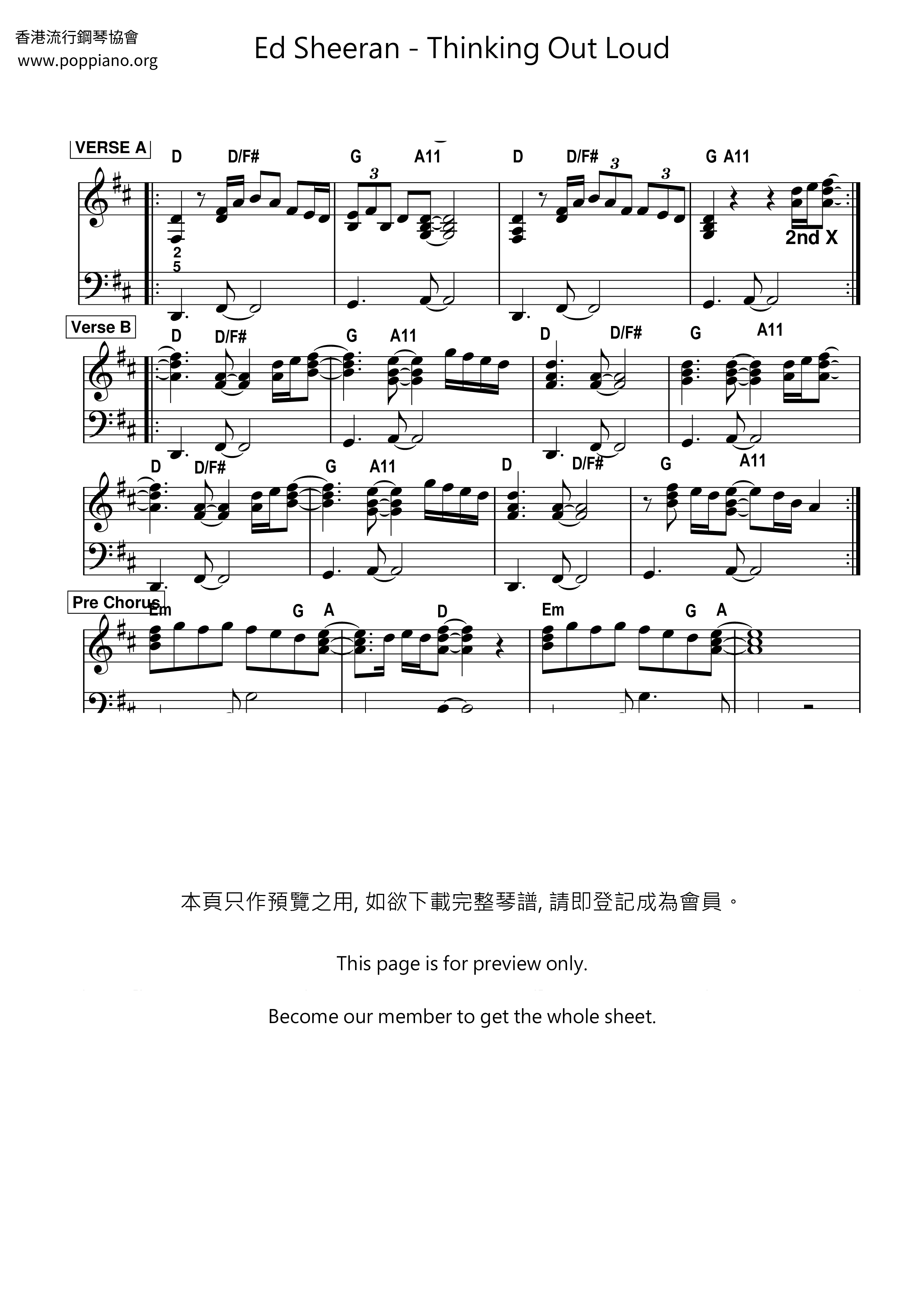 Thinking Out Loud琴谱