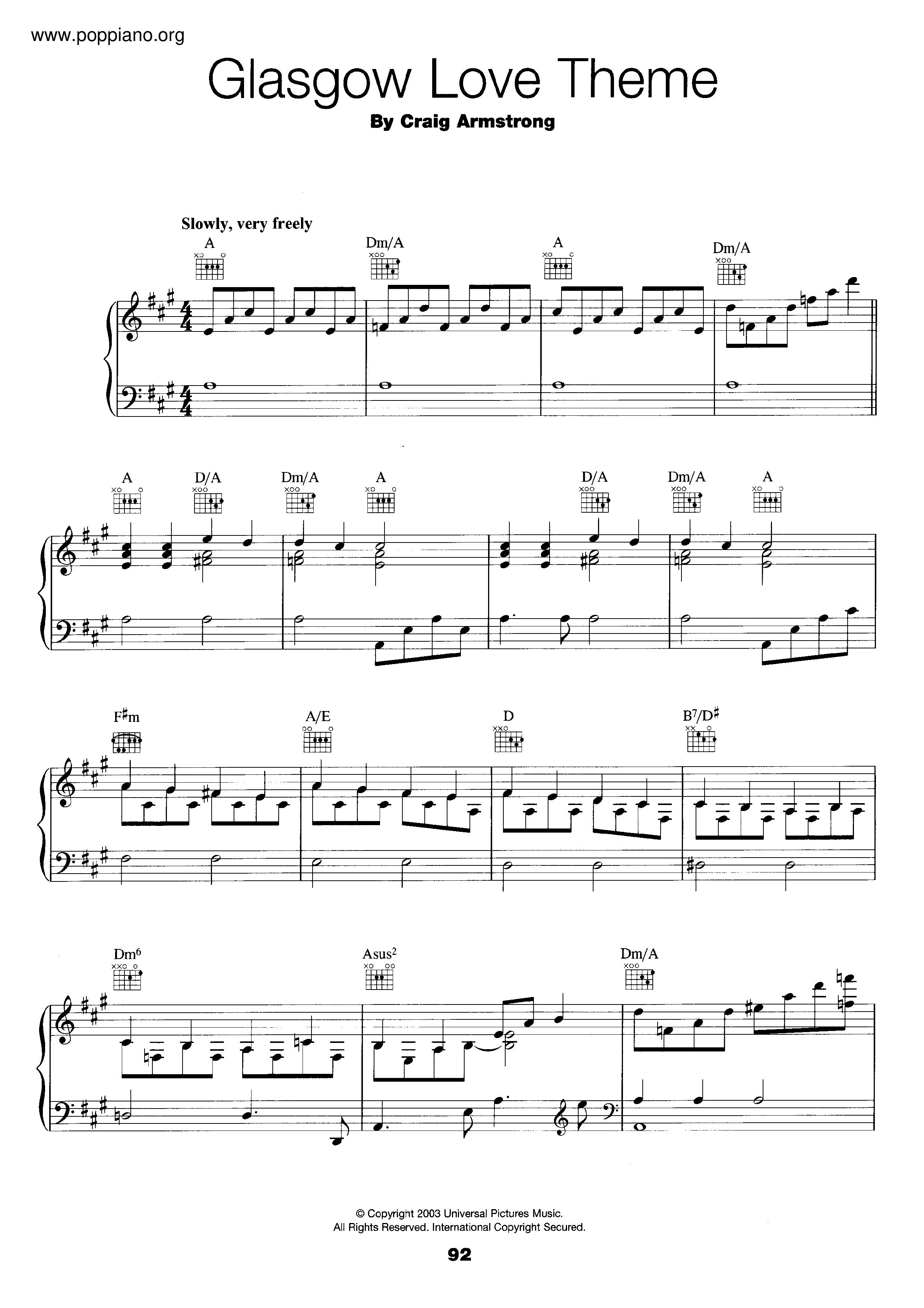 Love Actually OST - Glasgow Love Theme琴谱