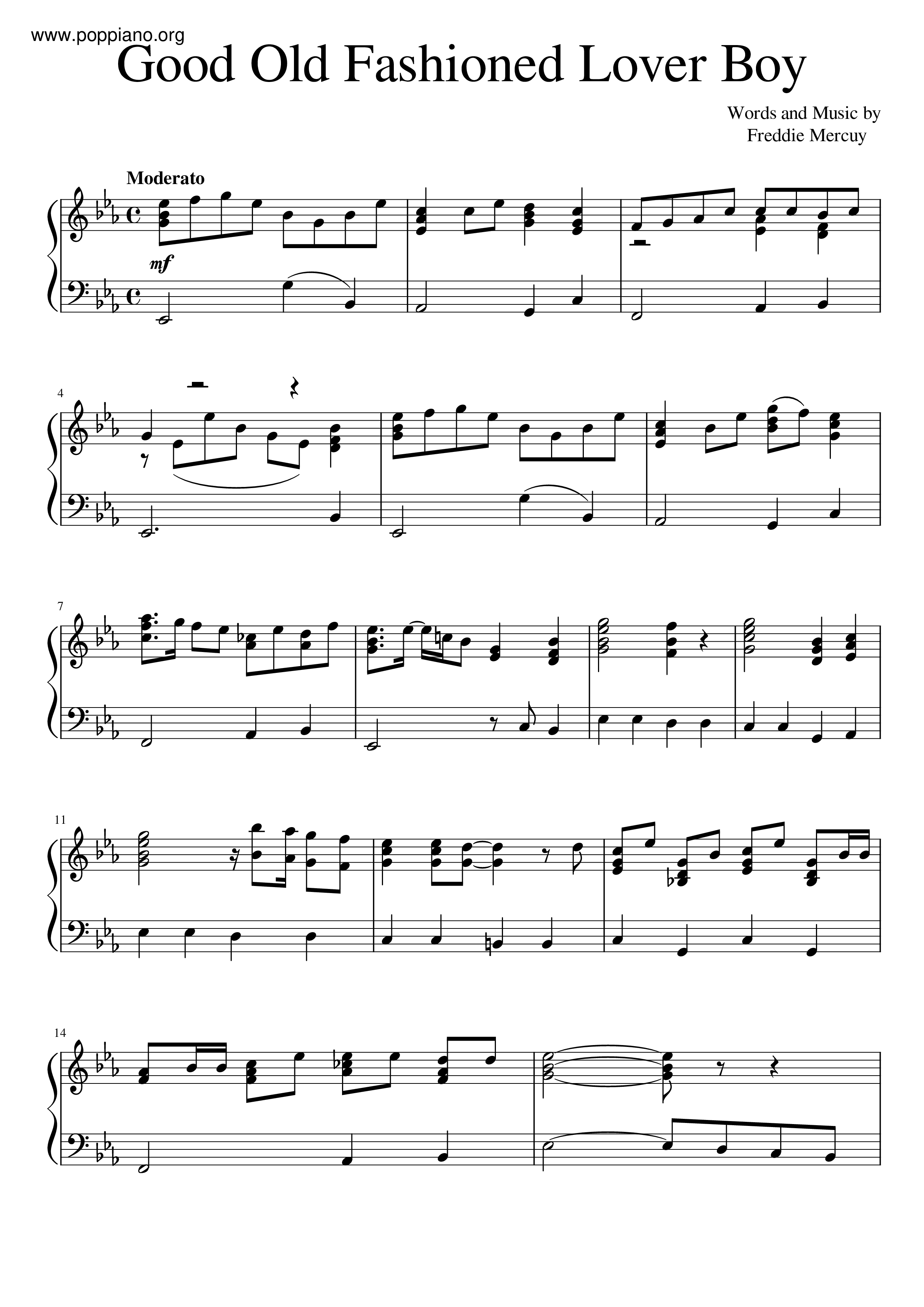 Good Old-Fashioned Lover Boy琴谱