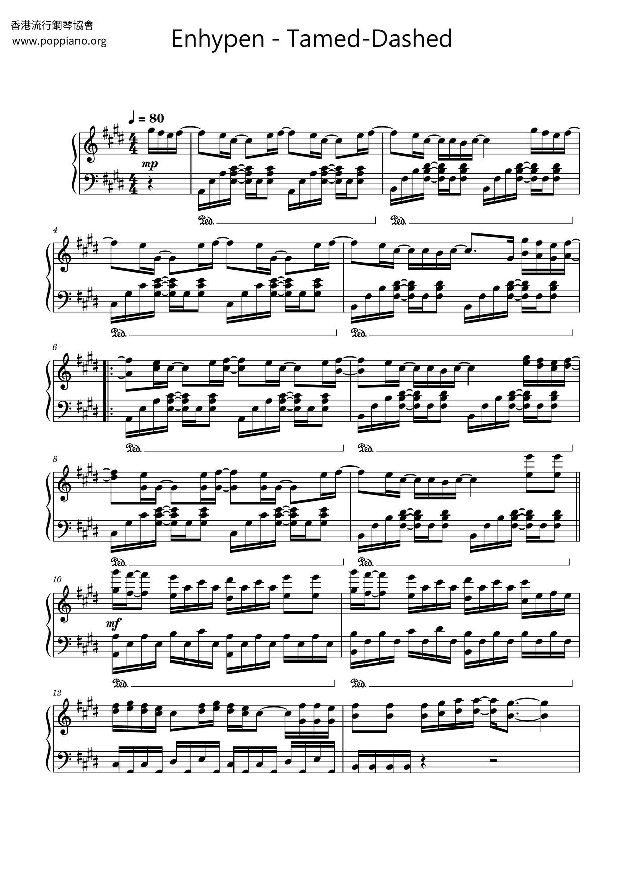 Tamed-Dashed琴谱