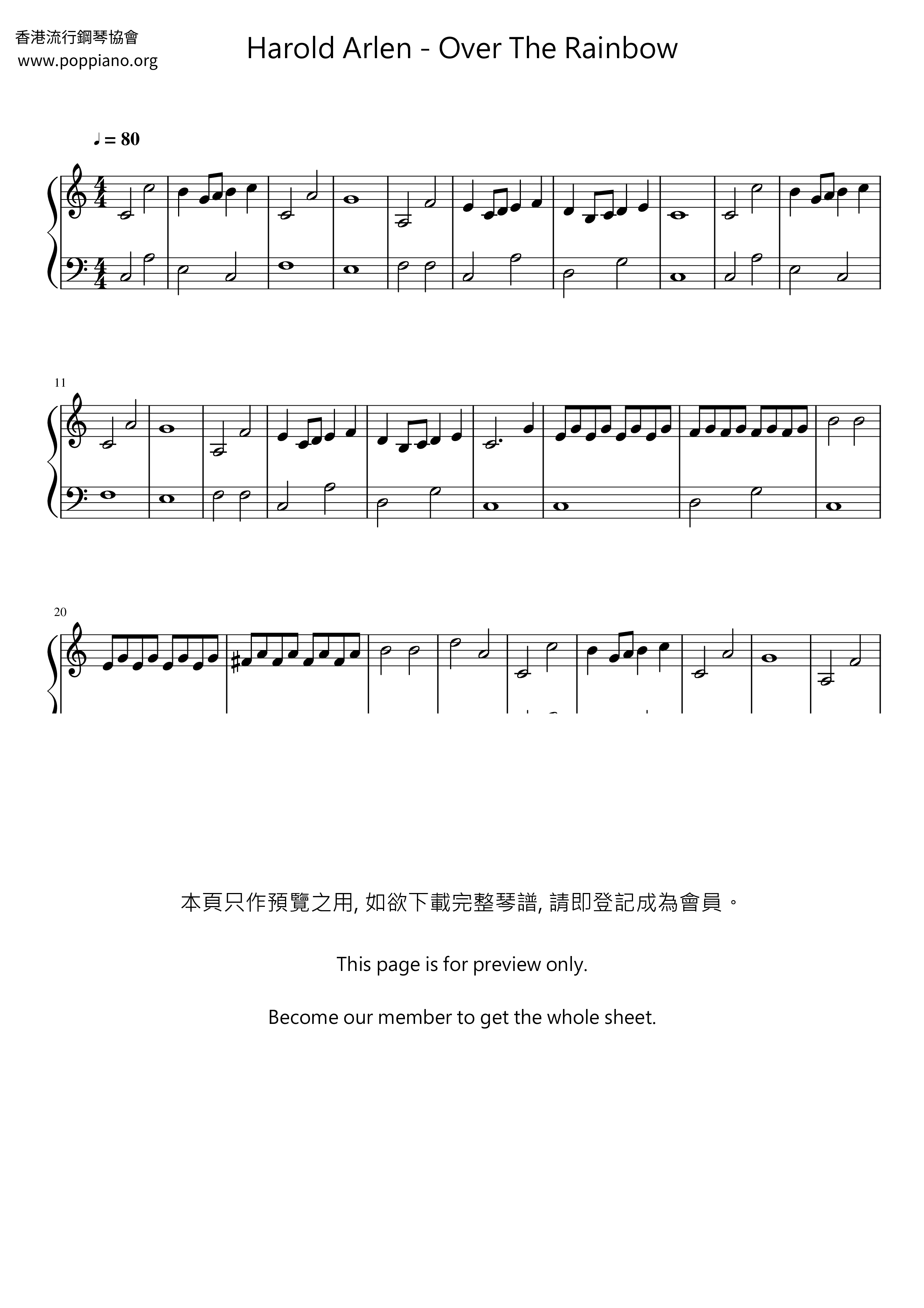Over The Rainbow琴谱
