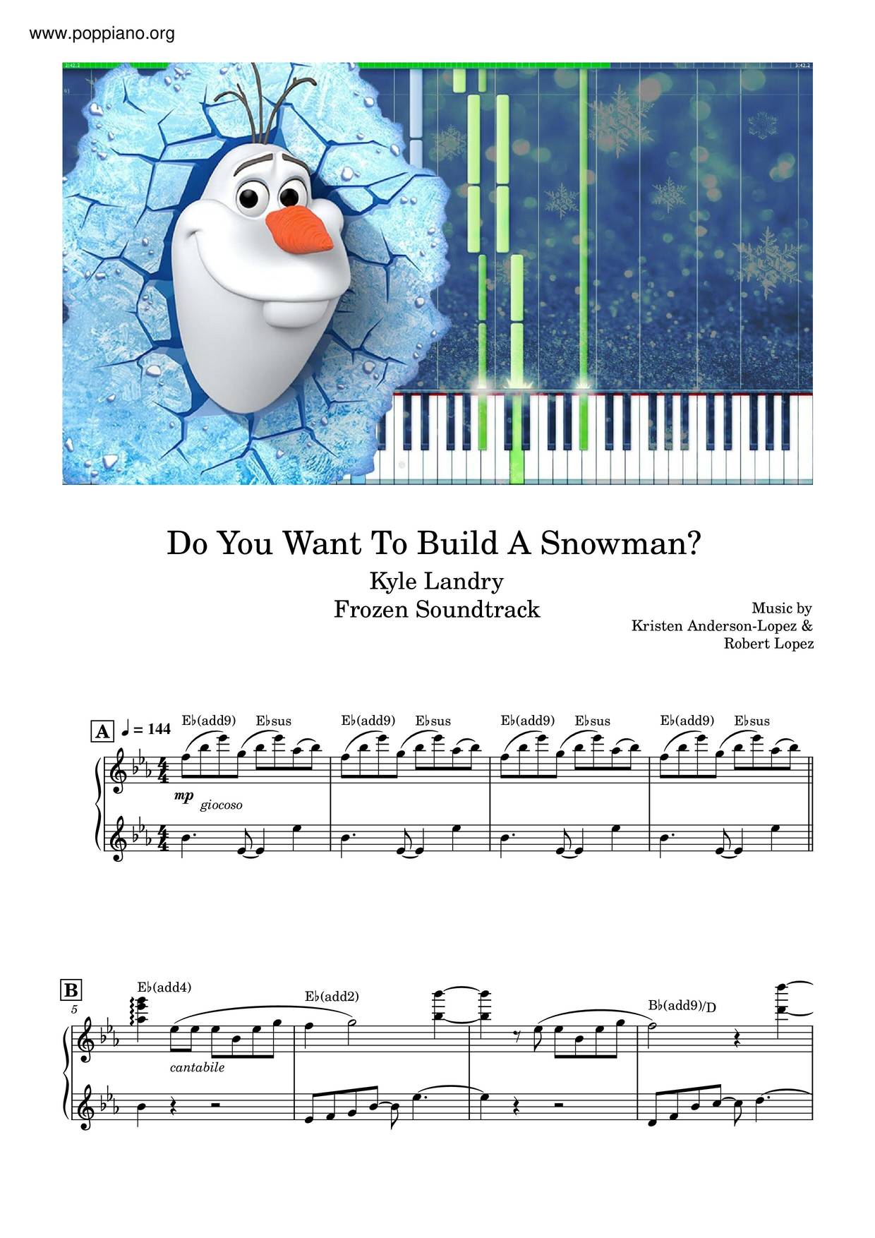 Do You Want To Build A Snowman?琴谱