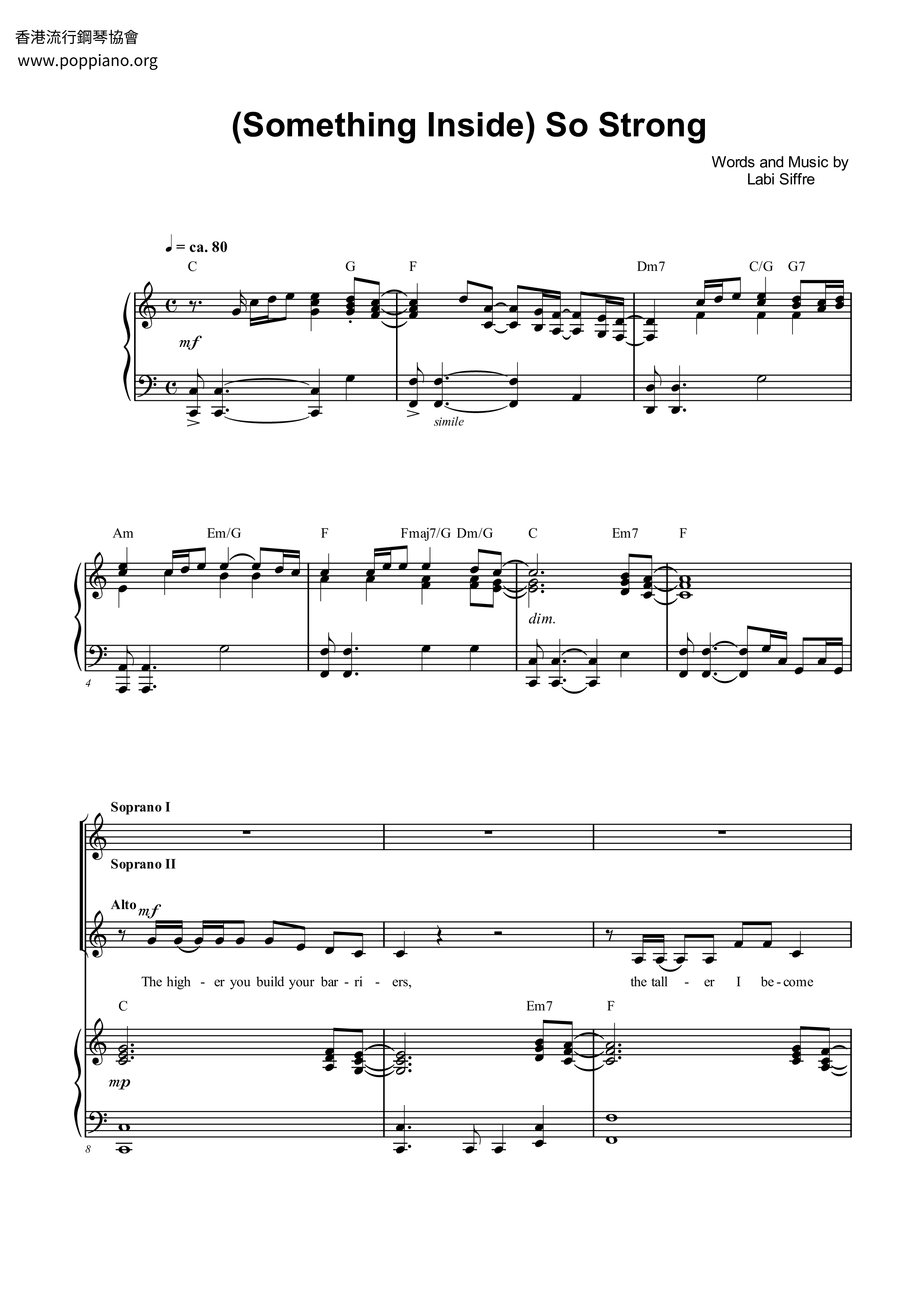 (Something Inside) So Strong琴谱