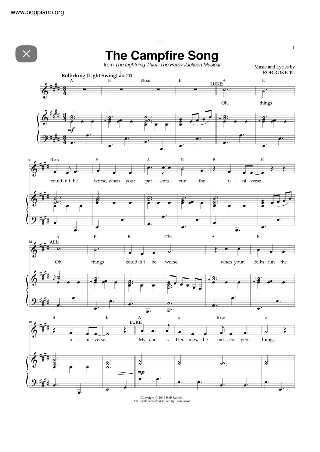 The Campfire Song琴谱