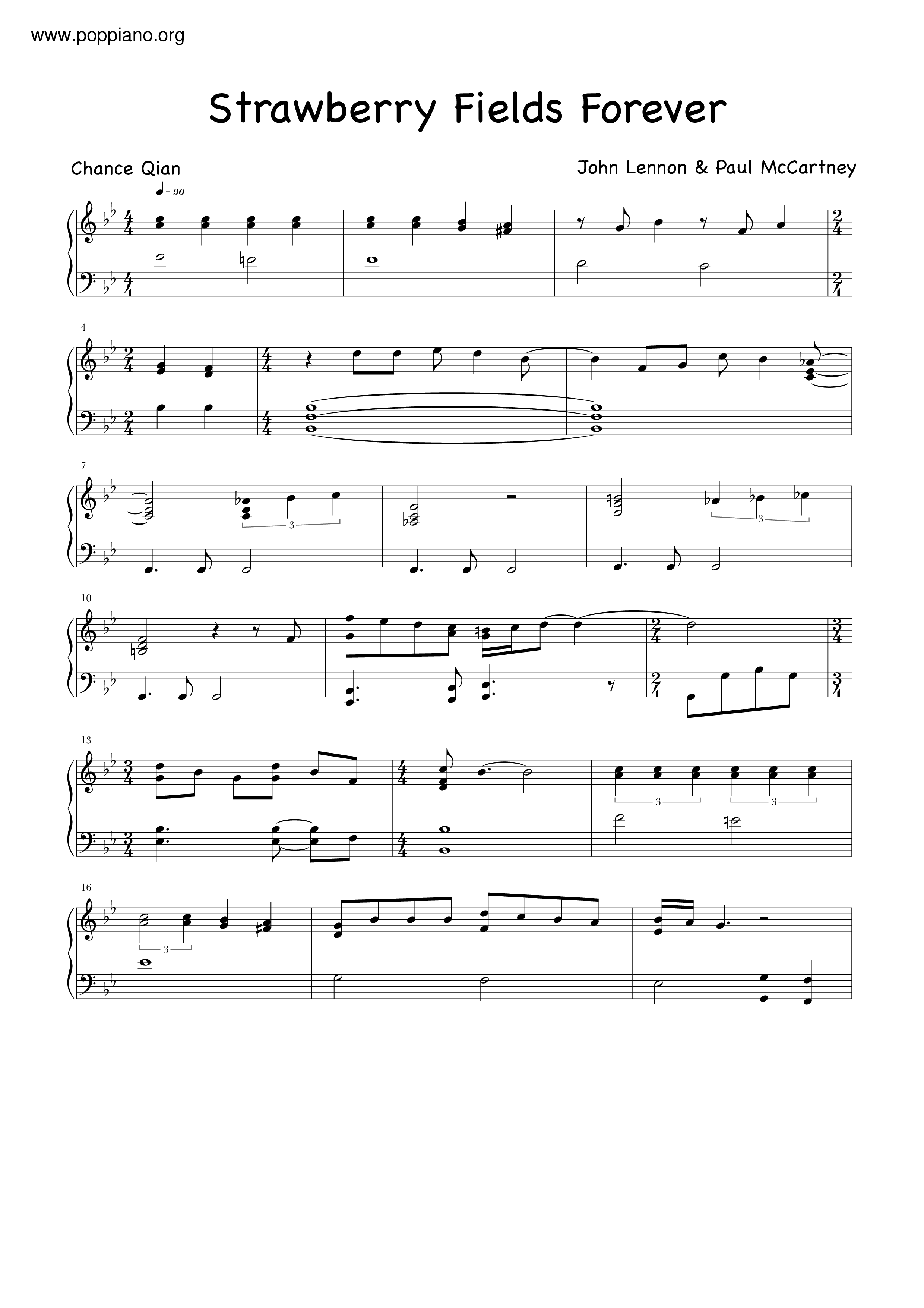 Strawberry Fields Forever琴谱