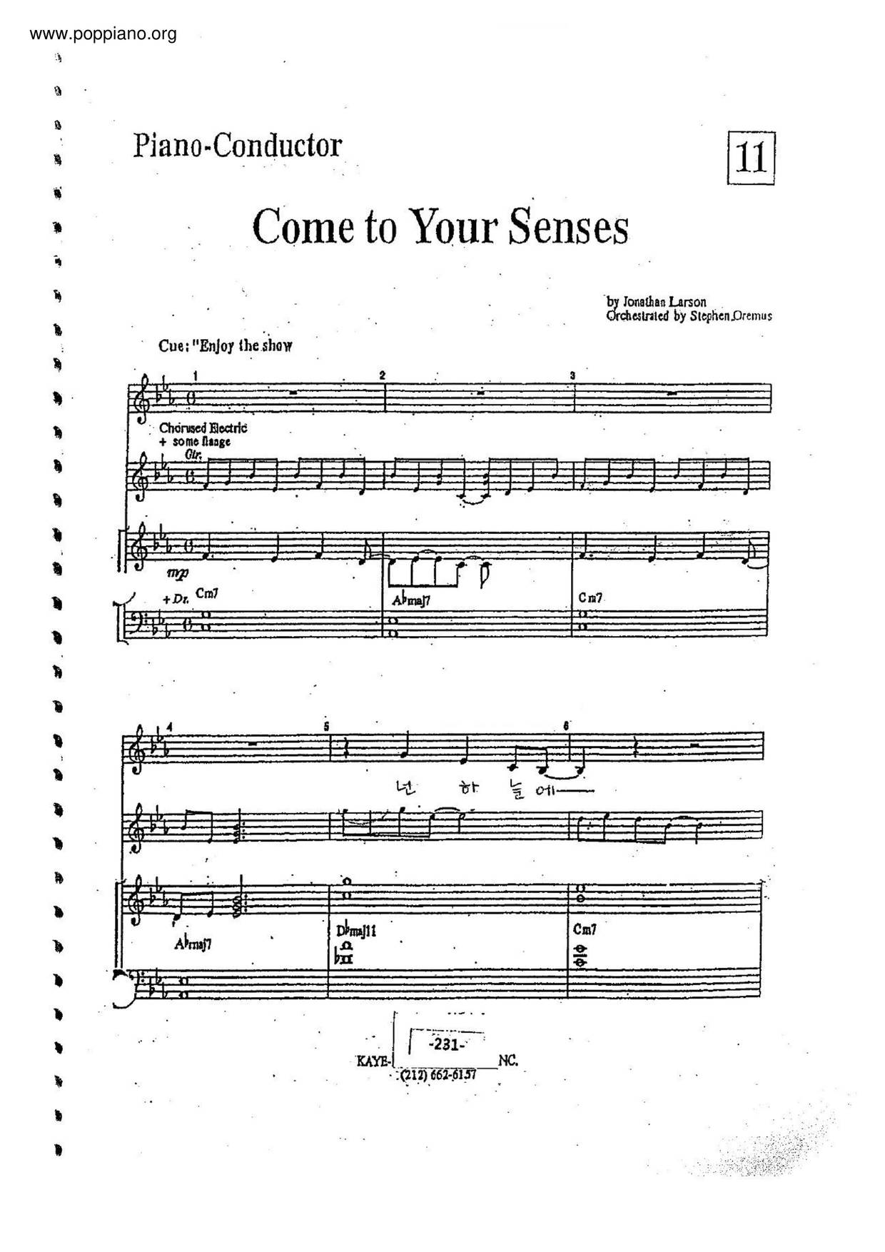 Come To Your Senses琴谱