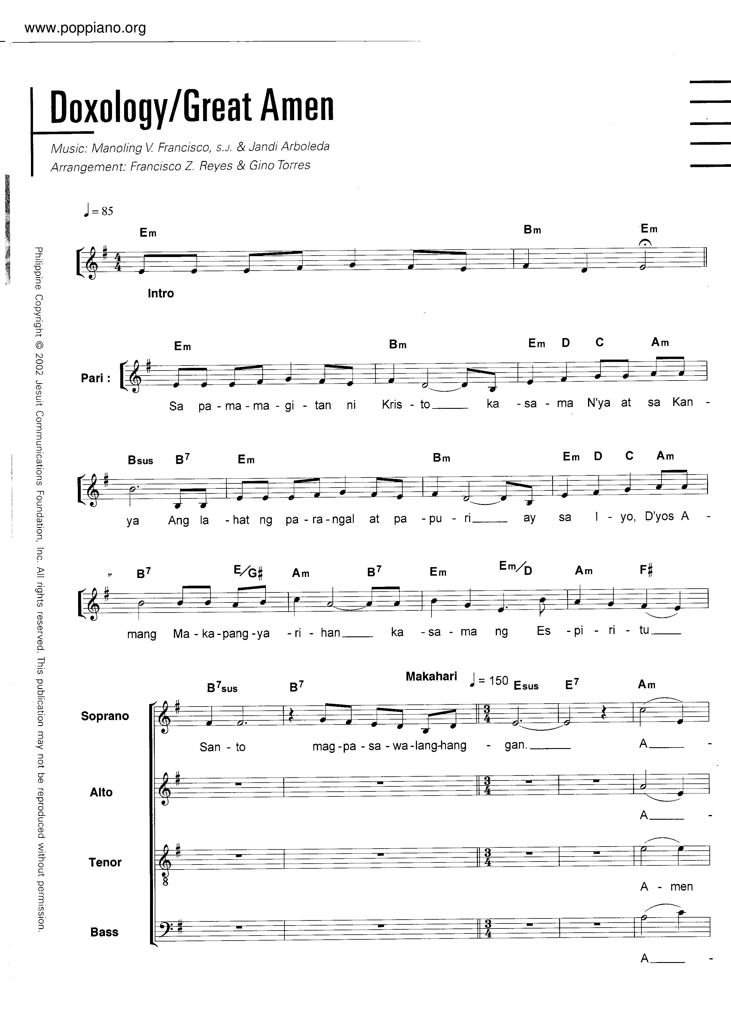 Doxology / Great Amen琴谱