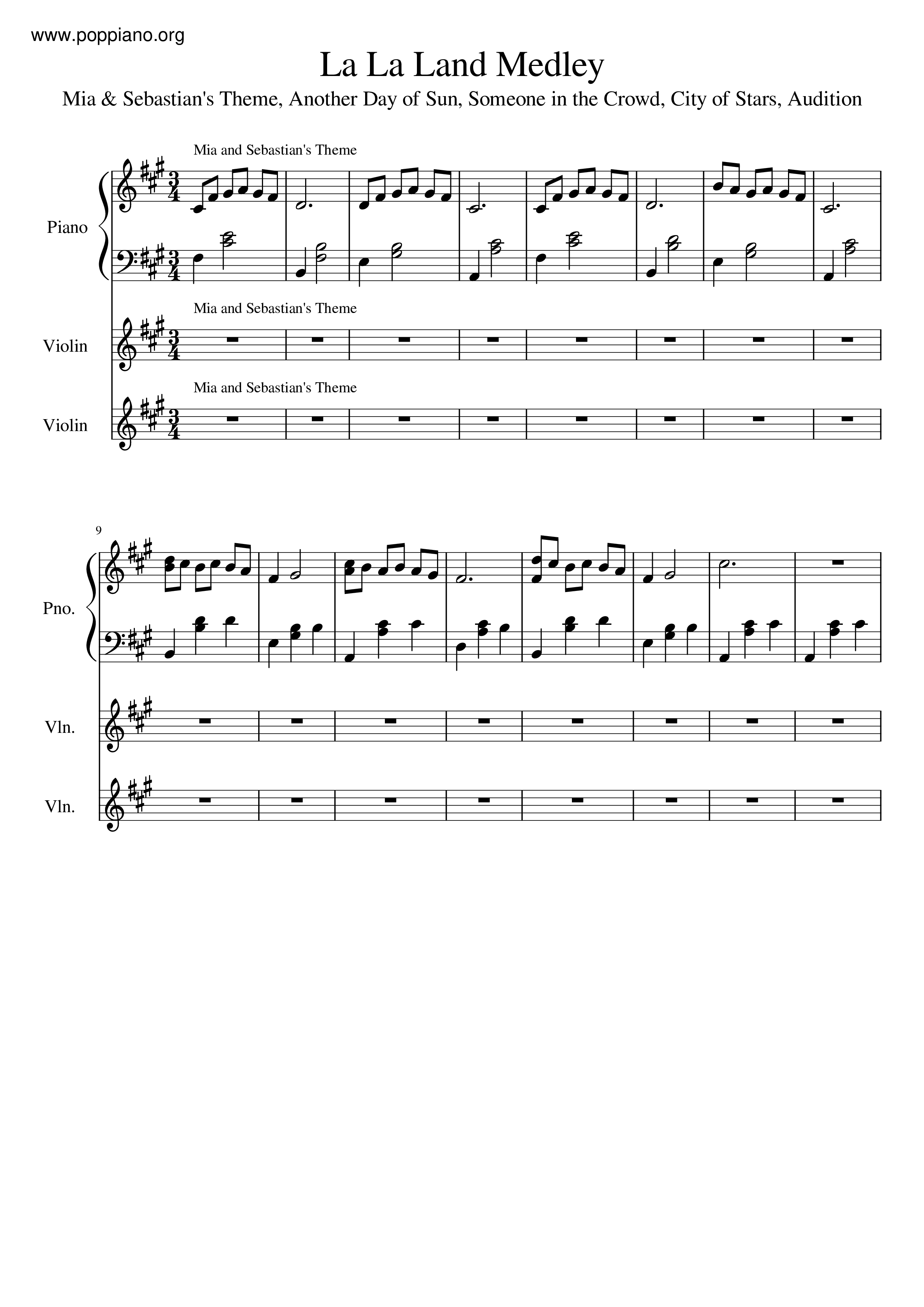 La La Land - Mia & Sebastian's Theme琴谱