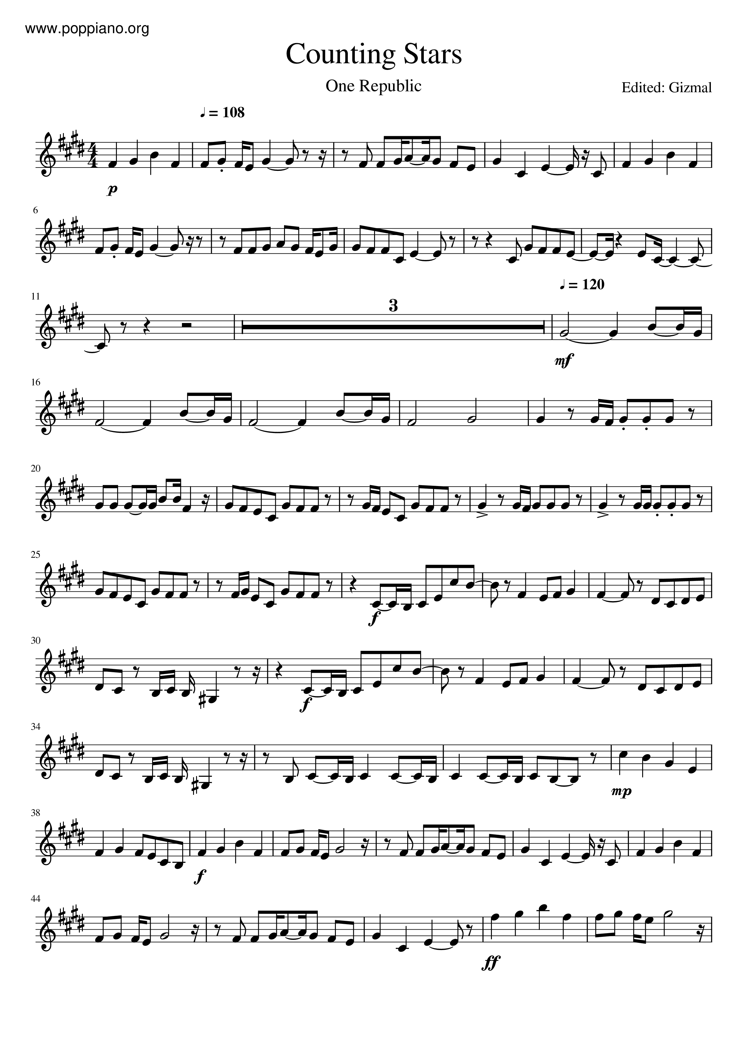 Counting Stars琴谱